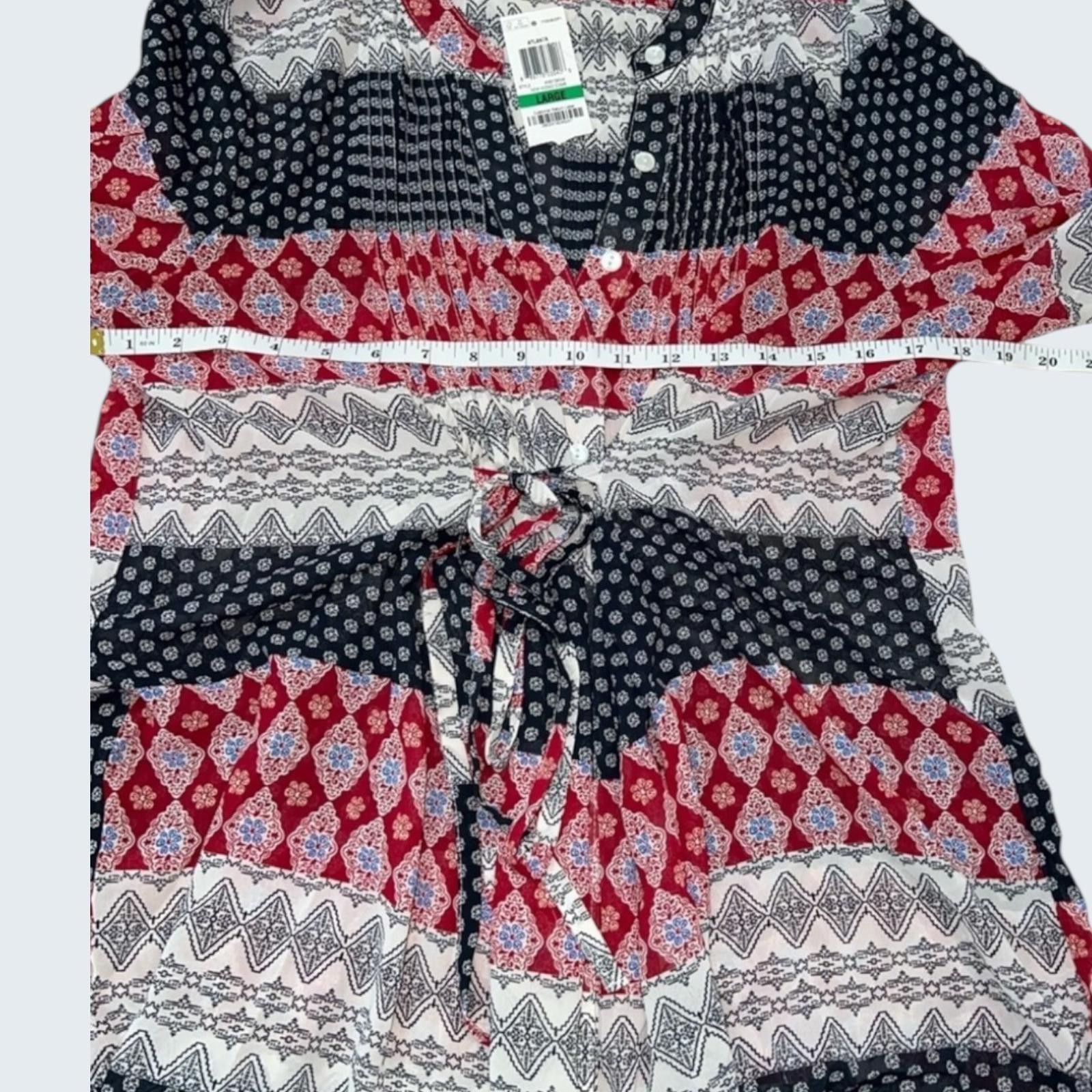 Other American Rag Womens Mixed Print Roll Tab Sleeve Large NWT Size L / US 10 / IT 46 - 6 Thumbnail