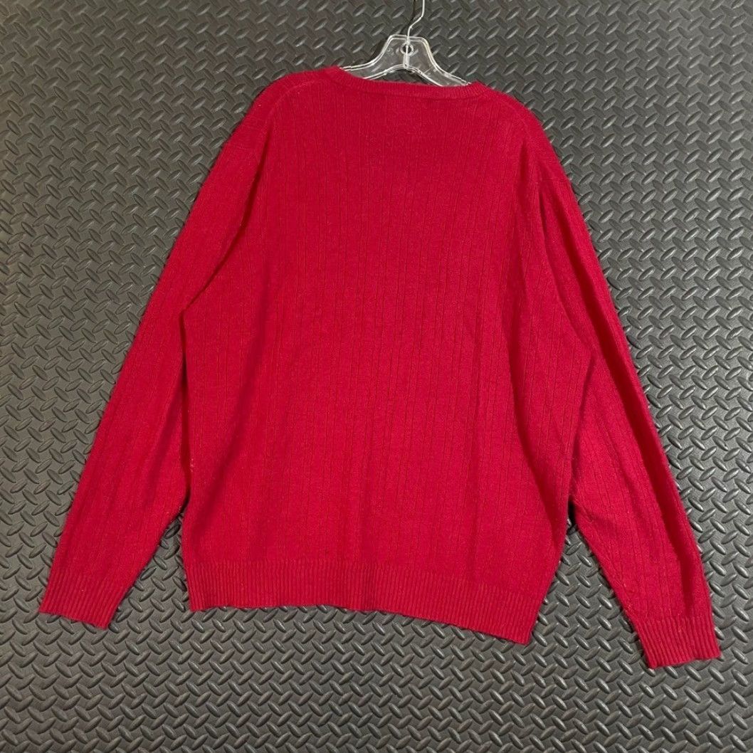 Geoffrey Beene Geoffrey Beene Pullover Sweater V-Neck 100% Cashmere Red Men XXL Big & Tall size 2XL Mens Ribbed Size US XXL / EU 58 / 5 - 3 Thumbnail