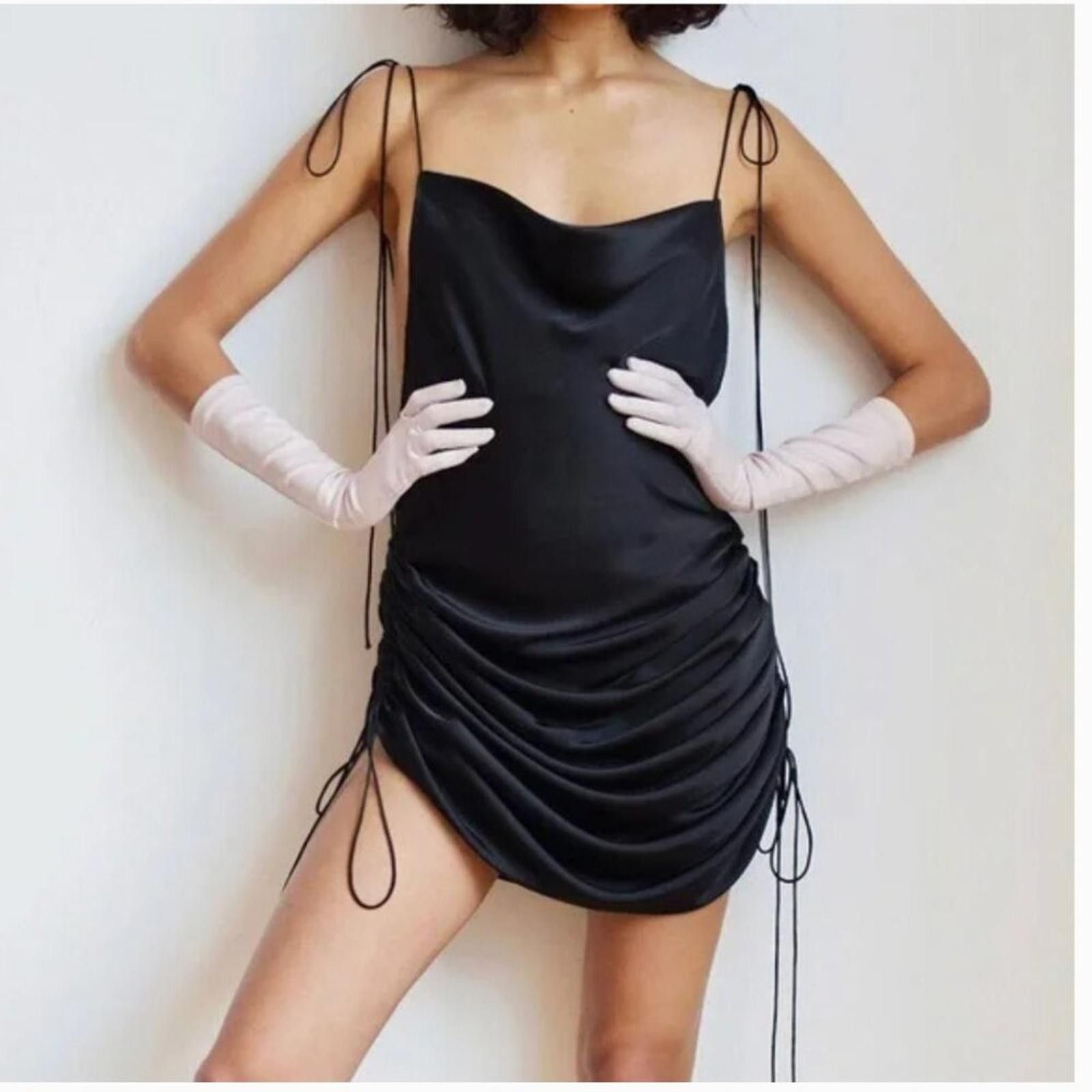 Orseund Iris ORSEUND IRIS Ruched Satin Dress Black Size Small Size S / US 4 / IT 40 - 3 Thumbnail