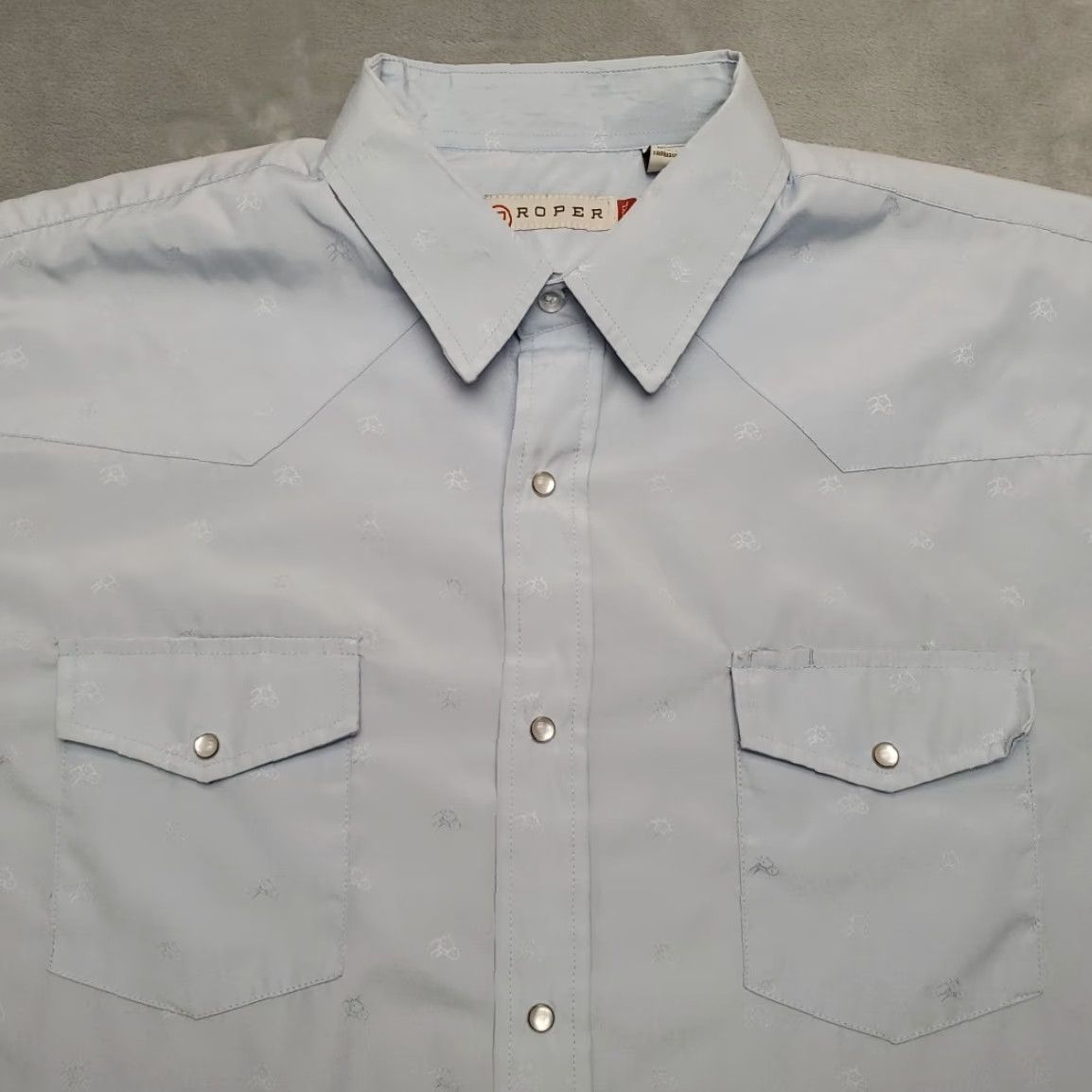 Roper Roper Shirt Mens XXL Blue Geometric Horse Head Pearl Snap Western Cowboy Casual Shirt Size US XXL / EU 58 / 5 - 3 Thumbnail