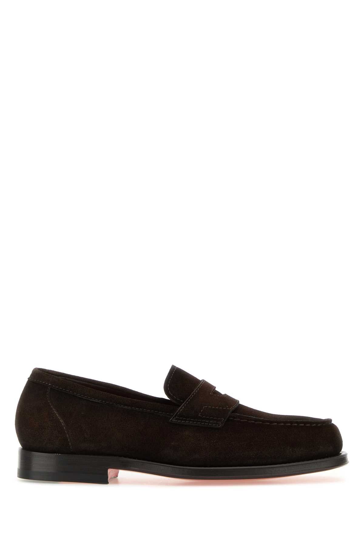 Santoni Dark Brown Suede Gunter Loafers Size US 11 / EU 44 - 1 Thumbnail