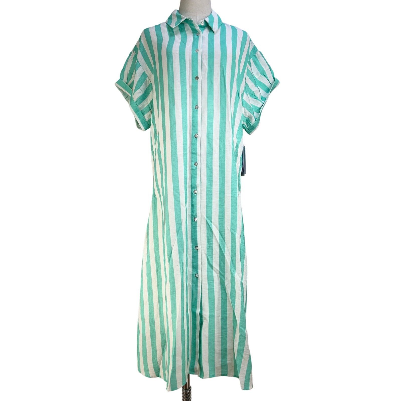 Other Never A Wallflower Aster Short Sleeve Shirt Dress Stripes Size M / US 6-8 / IT 42-44 - 10 Thumbnail