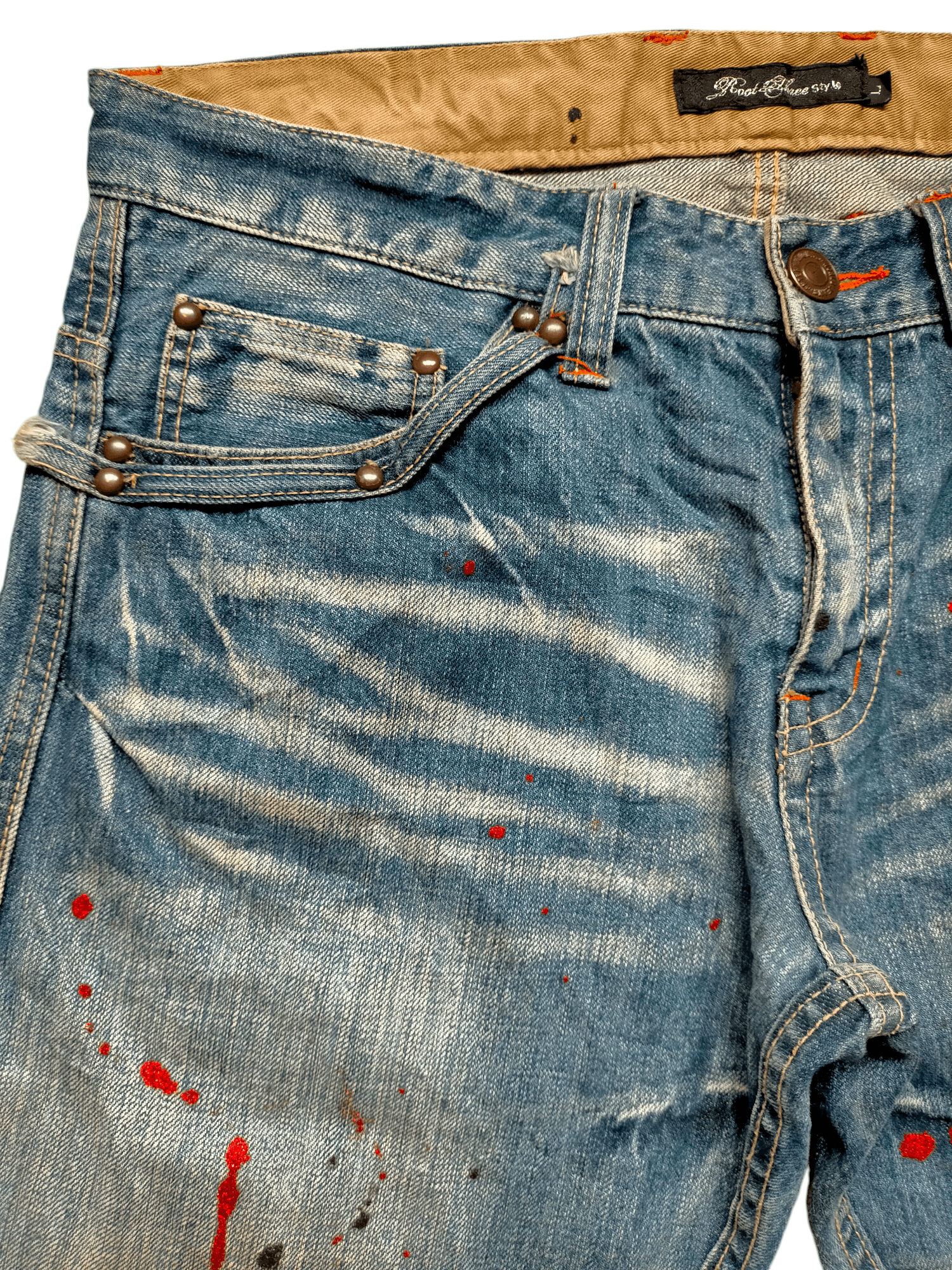 Hysteric Glamour × Japanese Brand Flare Jeans Root Three Acid Wash Painted Boot cut denim Size US 32 / EU 48 - 4 Thumbnail