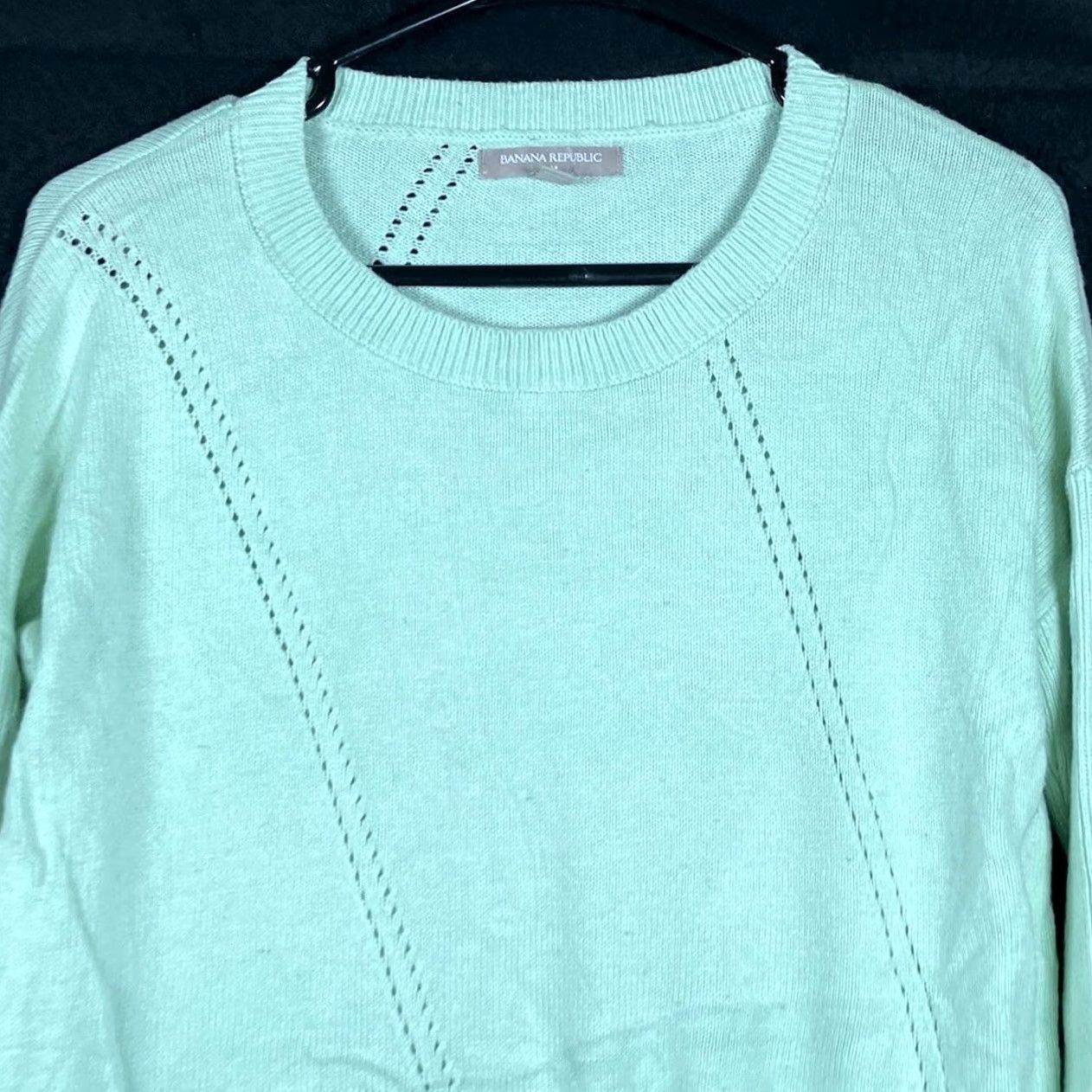 Banana Republic Banana Republic Womens Sweater Mint Green Eyelet Accent Knit Pullover Medium Size M / US 6-8 / IT 42-44 - 2 Thumbnail