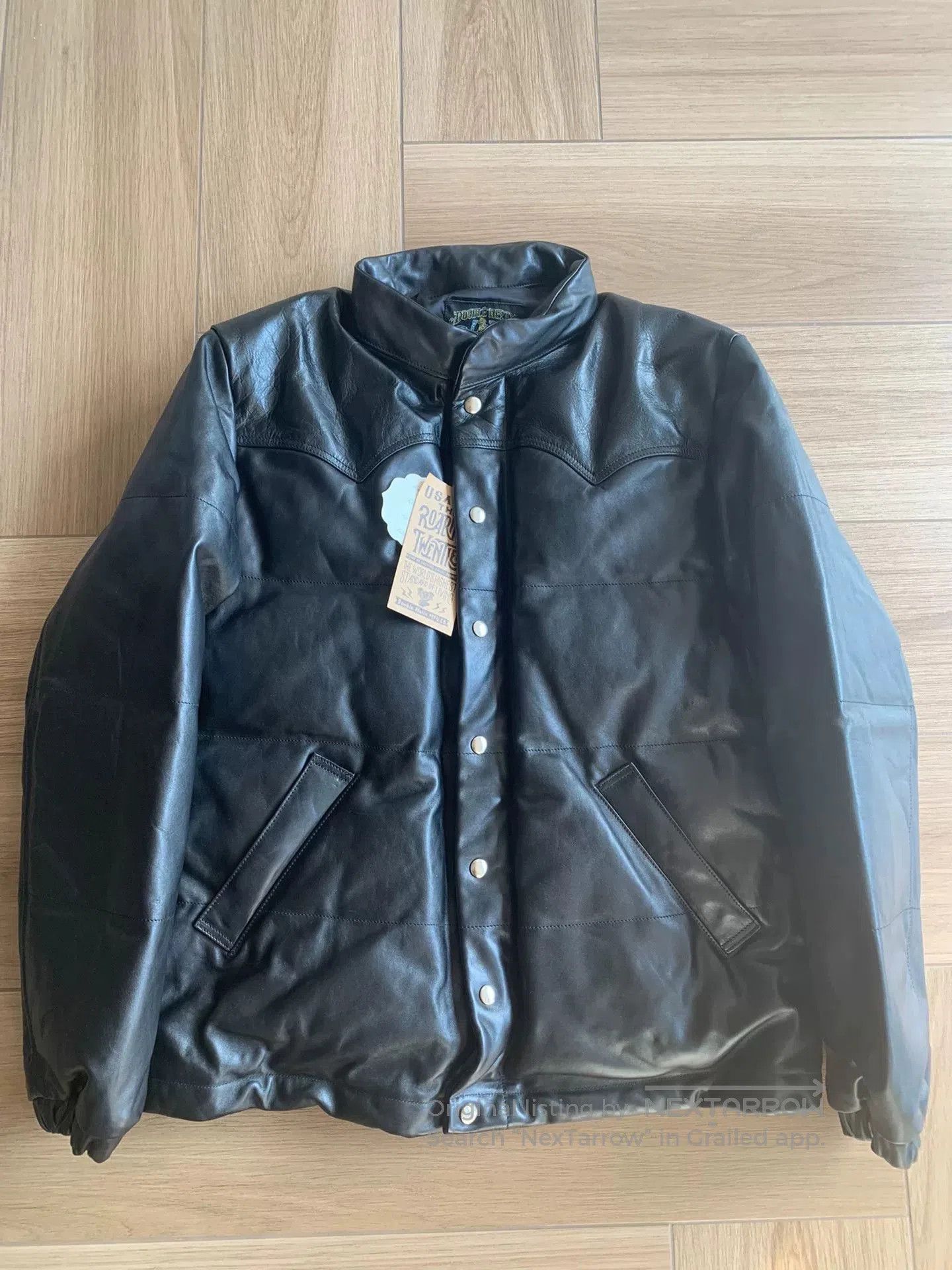 DOUBLE HELIX vintage black leather puffer jacket. Size US XXL / EU 58 / 5 - 1 Thumbnail