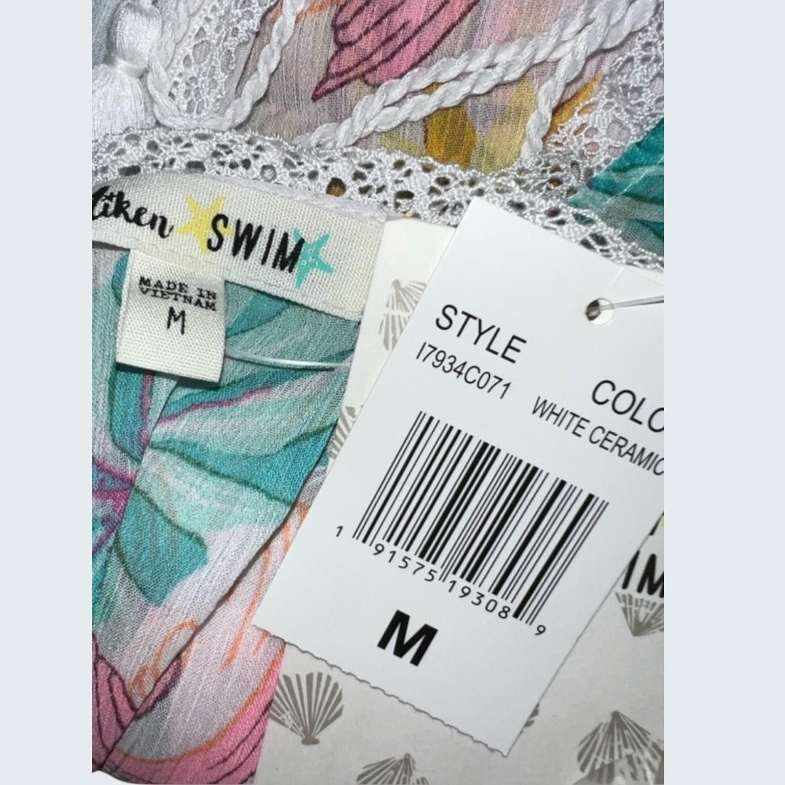 Other Aiken Swim Floral Kaftan Cover Up Crochet Tassel Medium NWT Size ONE SIZE - 5 Thumbnail