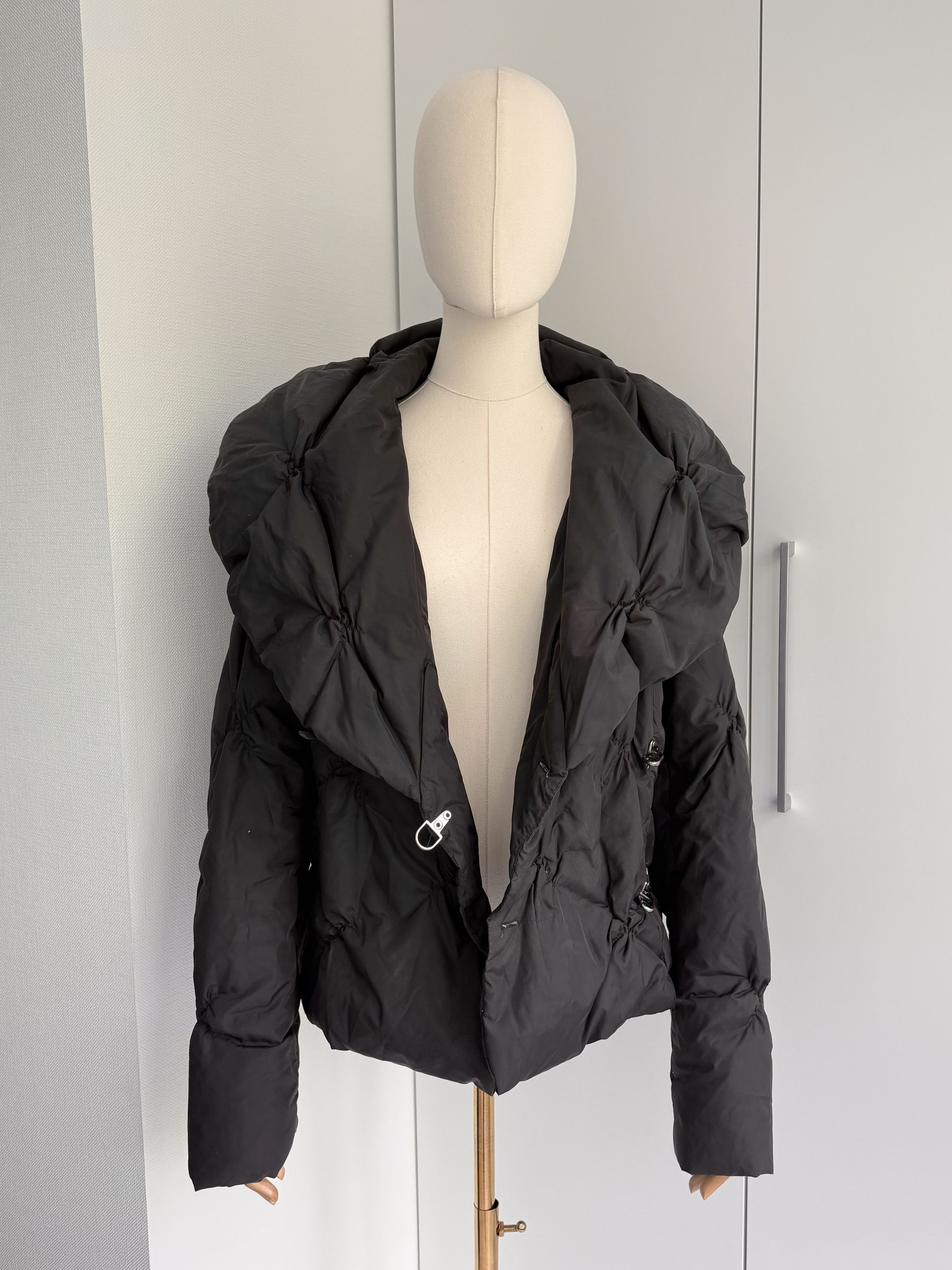 Vintage Black Puffer Jacket Women L Oversized Quilted Y2K Coat Size L / US 10 / IT 46 - 3 Thumbnail