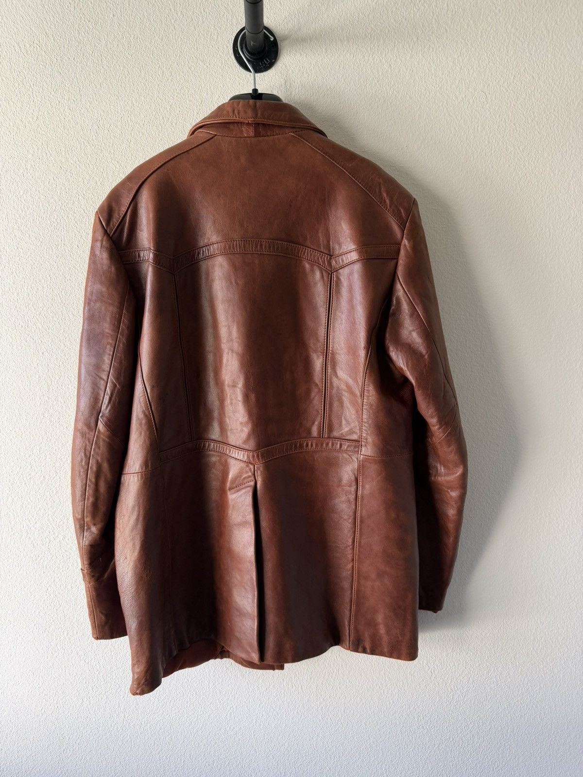 Vintage 1970s Maroon Leather Car Coat Size US XL / EU 56 / 4 - 6 Thumbnail
