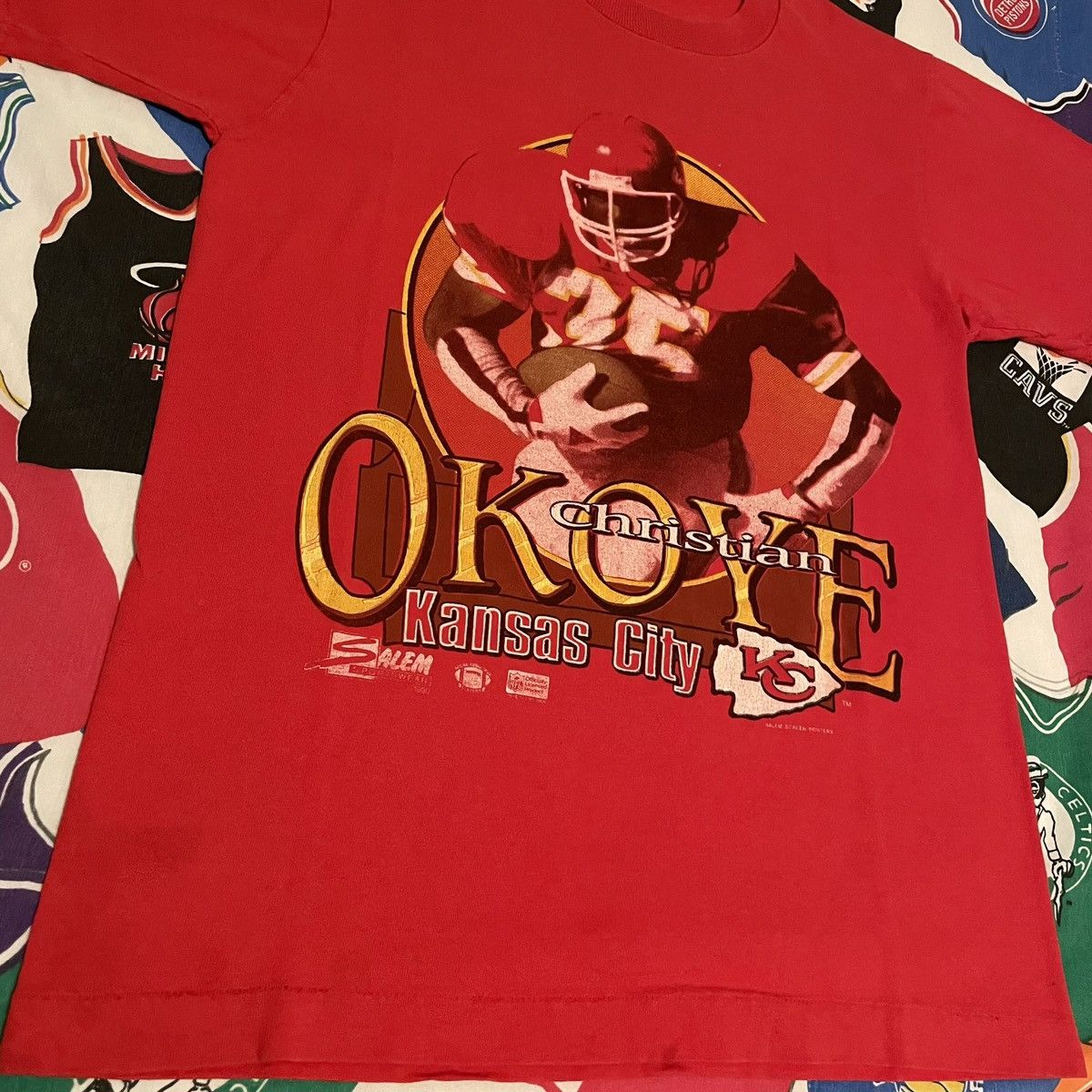 NFL × Salem Sportswear × Vintage Vintage 1990 NFL Christian Okoye Kansas City Chiefs Tee Size US M / EU 48-50 / 2 - 2 Thumbnail