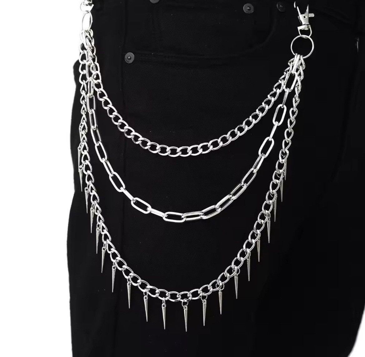 Jewelry Triple Spike Keychains Pant Chains Size ONE SIZE - 3 Thumbnail