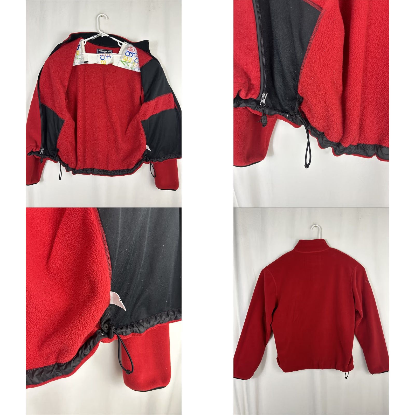 VINTAGE Ralph Lauren Polo Sport Jacket Mens L Red Full Zip Pockets Windbreaker Fas fa?