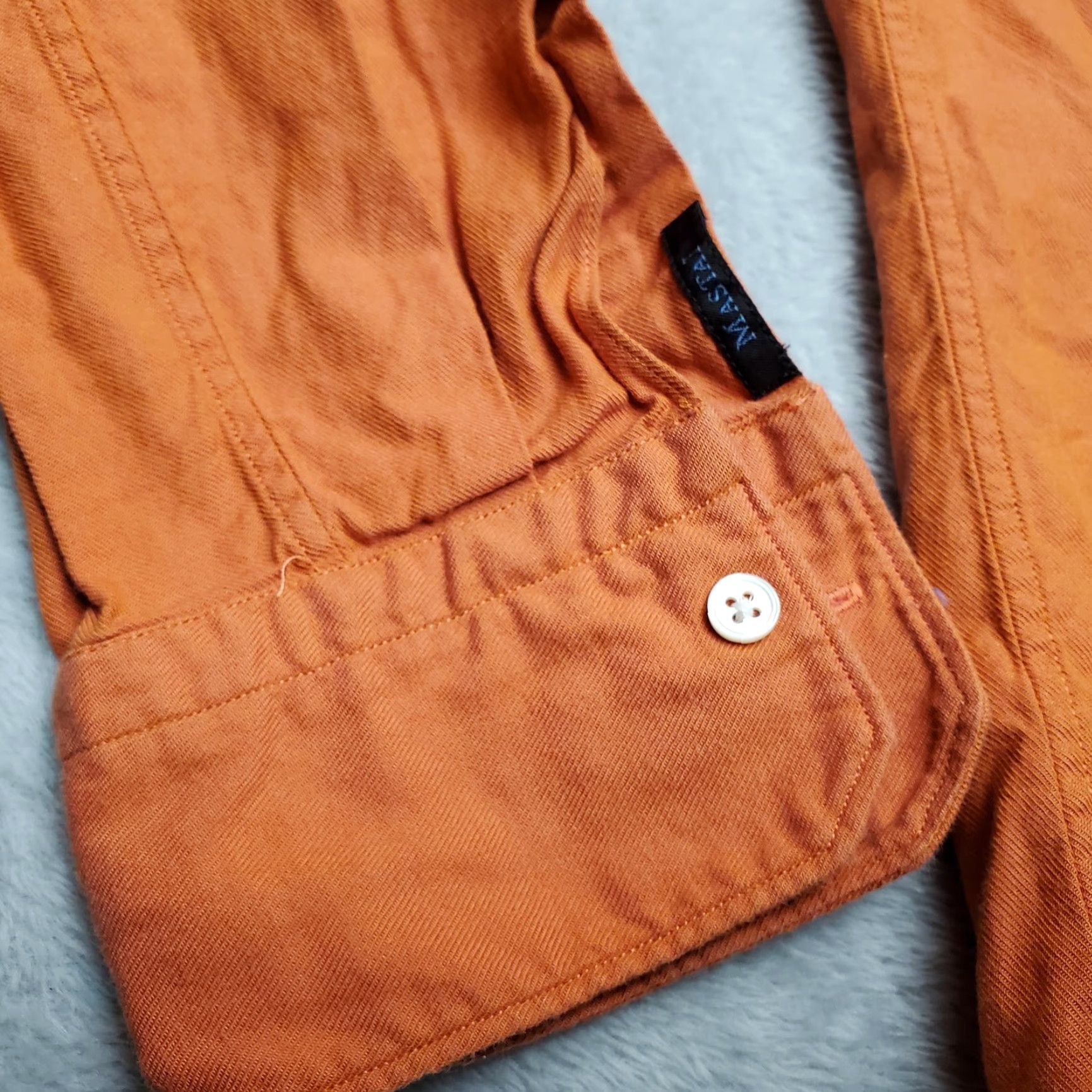 Vintage Mastai Shirt Mens 40 Orange Long Sleeve Button 100% Cotton Dress Casual Size US L / EU 52-54 / 3 - 2 Thumbnail