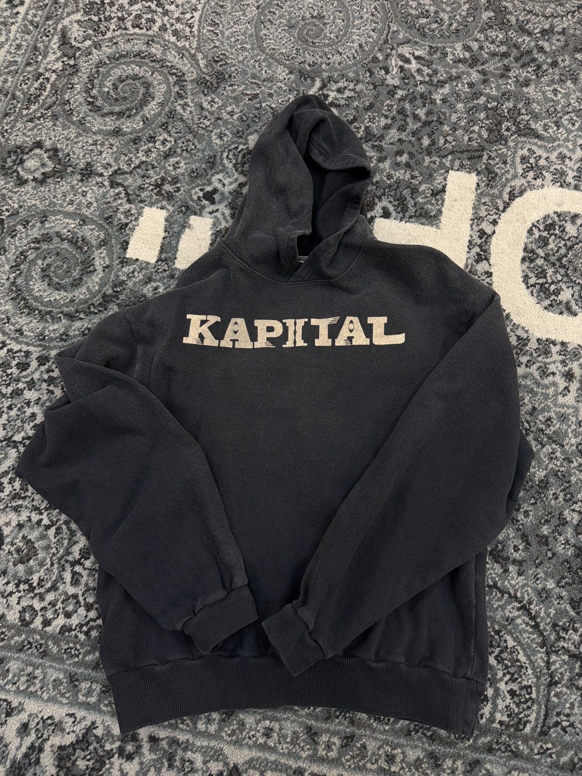 Kapital logo hooded sweatshirt black