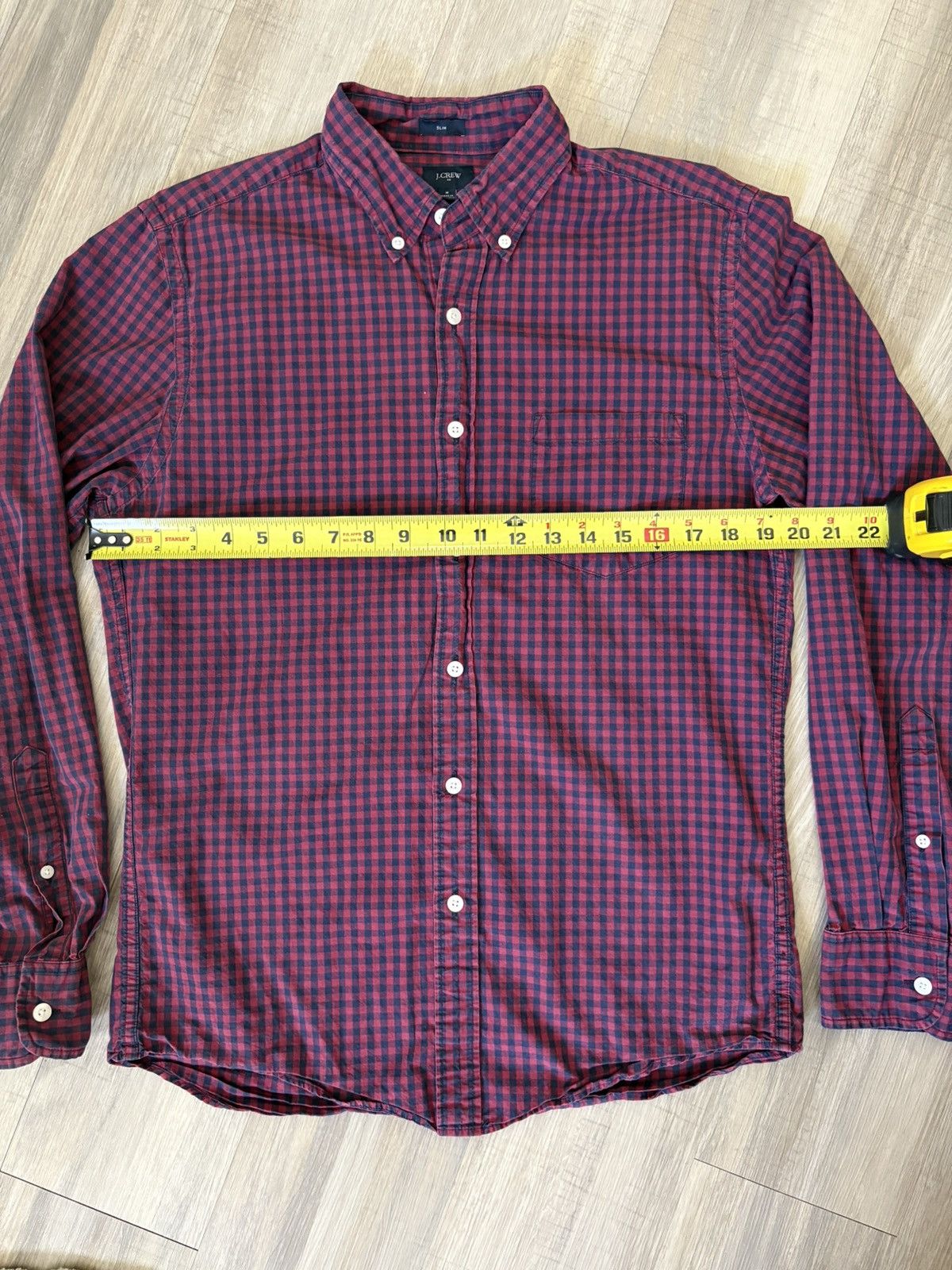 J.Crew J Crew Red Checkered Long Sleeve Slim Fit Button Up Size US M / EU 48-50 / 2 - 4 Thumbnail