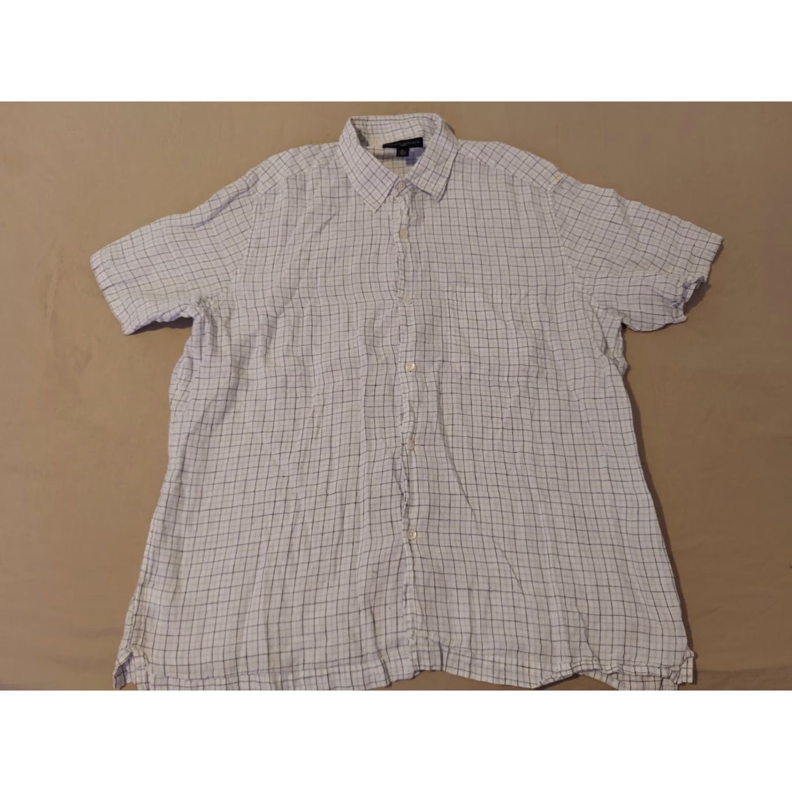 Banana Republic Banana Republic Shirt L White Linen Button-Up Short Sleeve Mens Shirt Size 42R - 2 Thumbnail