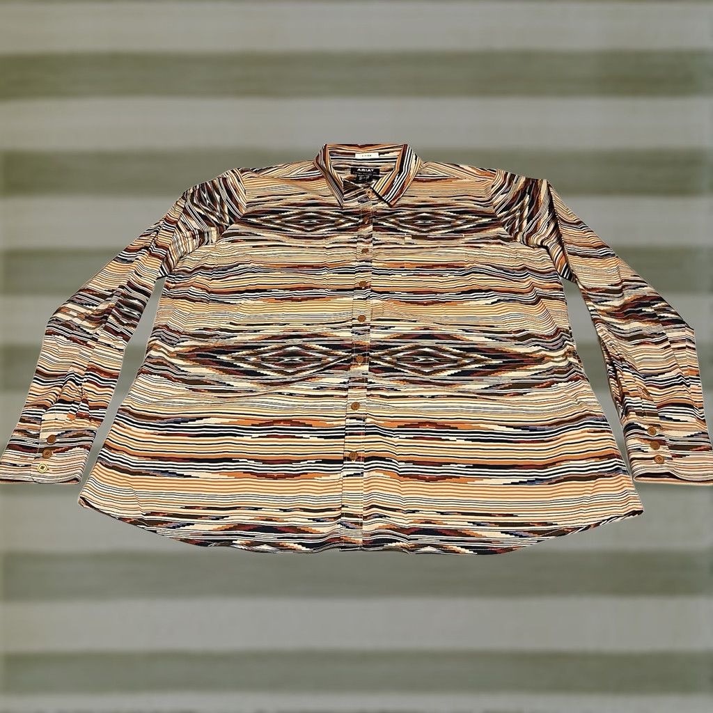 Ariat Ariat Womens Button Shirt XXL Western Aztec Long Sleeve Fitted Kirb y Size XXL / US 16-18 / IT 52-54 - 1 Thumbnail
