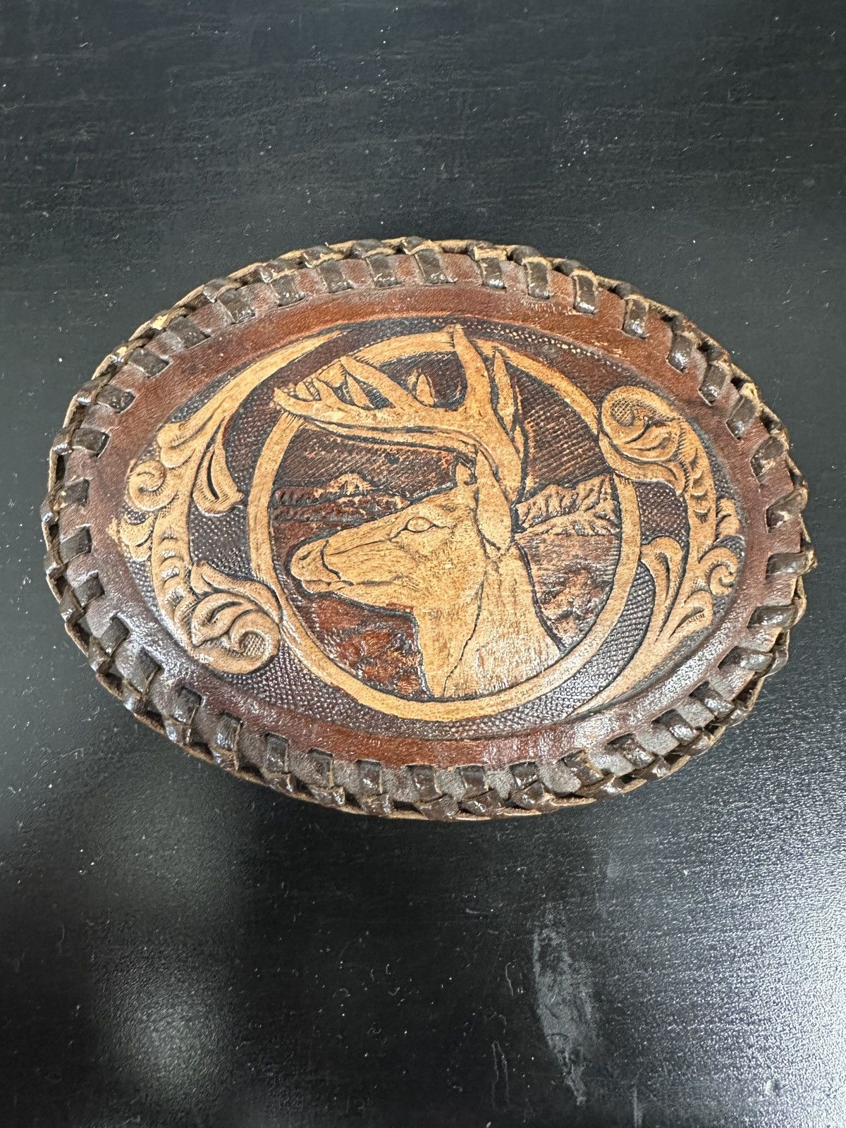 Vintage Vintage buck Leather belt buckle Size ONE SIZE - 1 Thumbnail