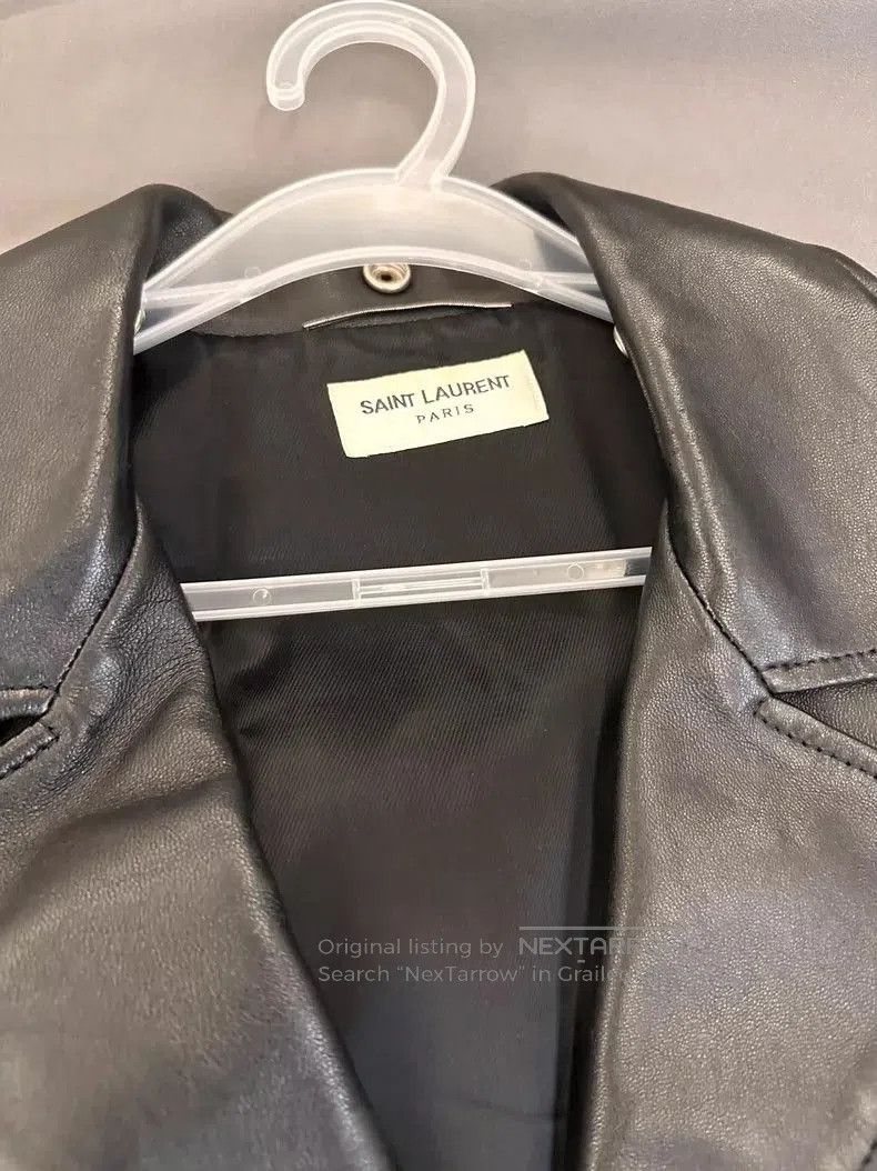 Yves Saint Laurent YSL Black Leather Jacket with Moto Design. Size US L / EU 52-54 / 3 - 2 Thumbnail