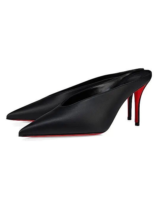 Christian Louboutin os11x0126 Miss Z 80mm Slimimule Leather Pumps in Black Size US 7 / IT 37 - 2 Thumbnail