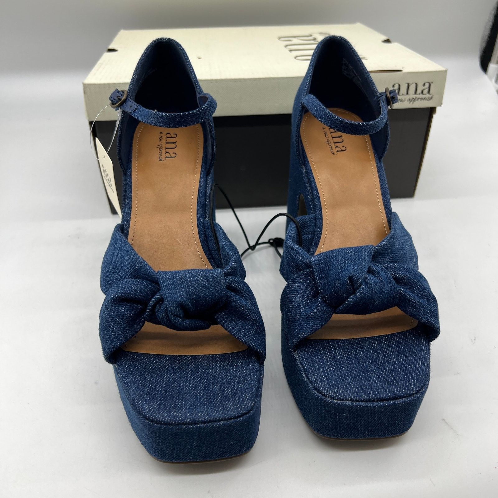 Other a.n.a Womens Holland Heeled Sandals Denim Platform Size US 9.5 / IT 39.5 - 4 Thumbnail