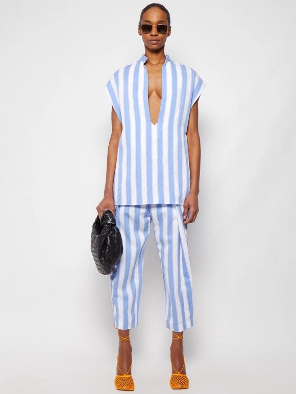 Balmain o1y0625 T-Shirt in Light Blue/White Size S / US 4 / IT 40 - 5 Thumbnail