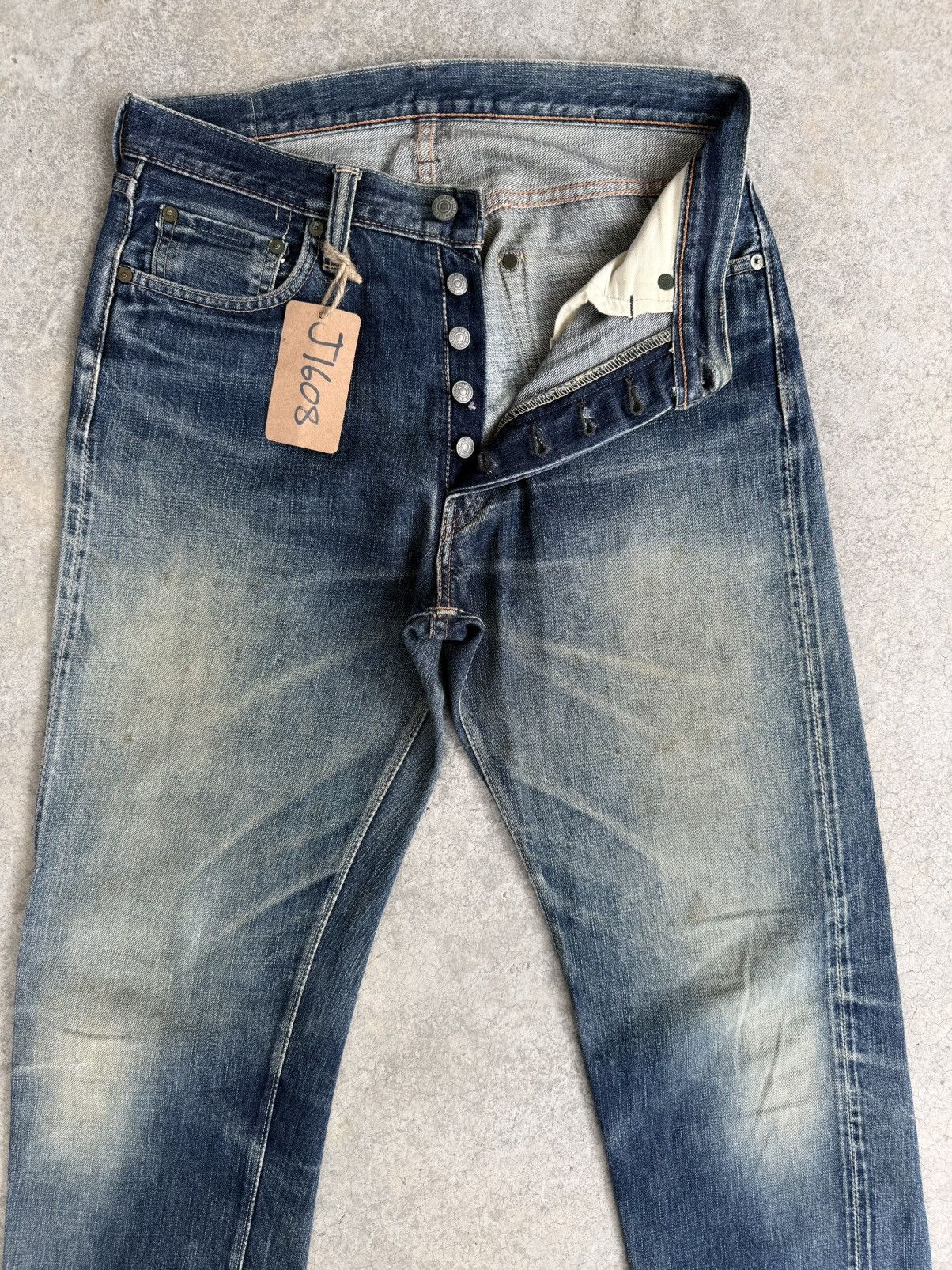 Full Count & Co. Vintage Fullcount 0105 Distressed Jeans Selvedge Denim Size US 30 / EU 46 - 3 Thumbnail