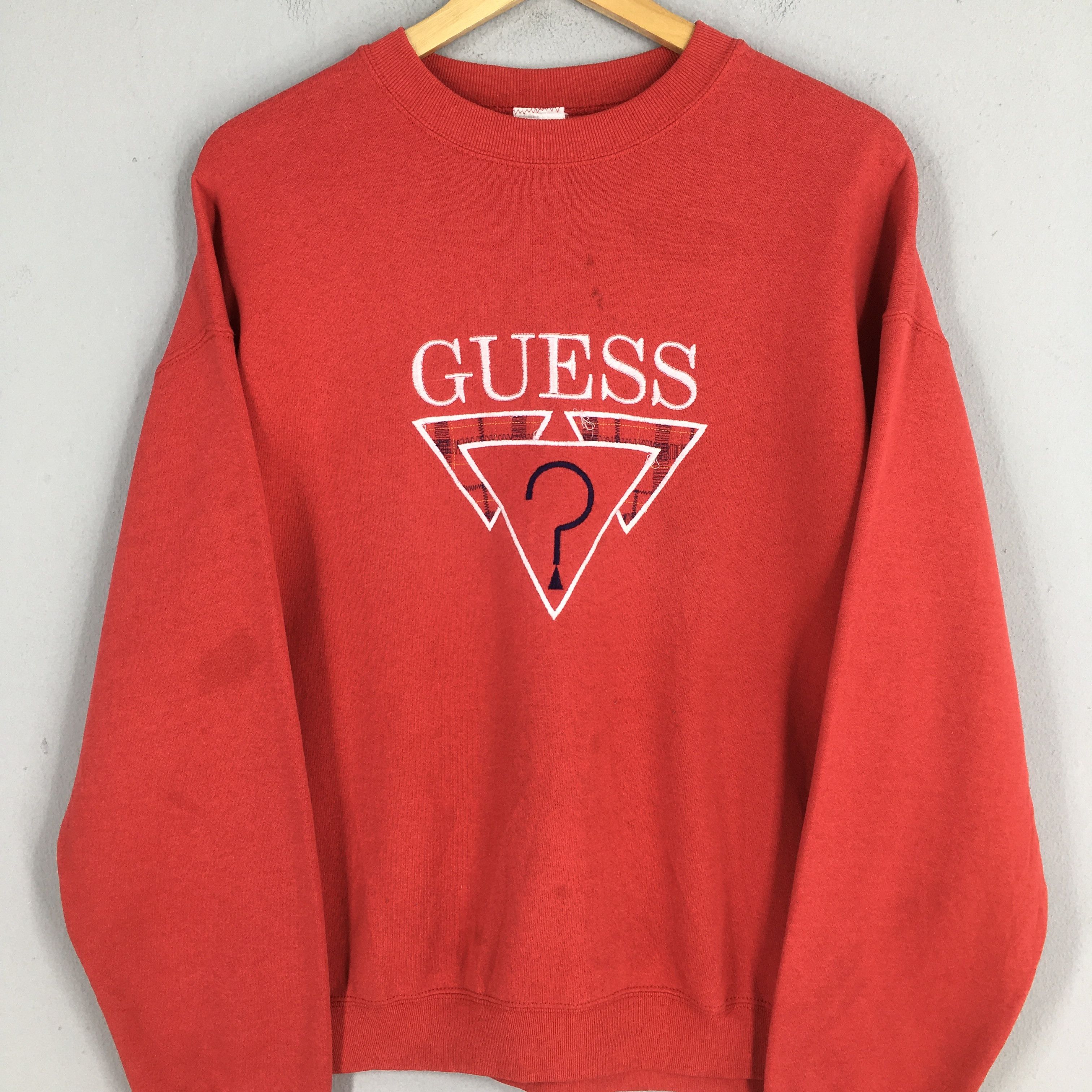 Guess × Vintage Vintage 90's Guess Jeans Red Sweatshirt Large Size US L / EU 52-54 / 3 - 2 Thumbnail