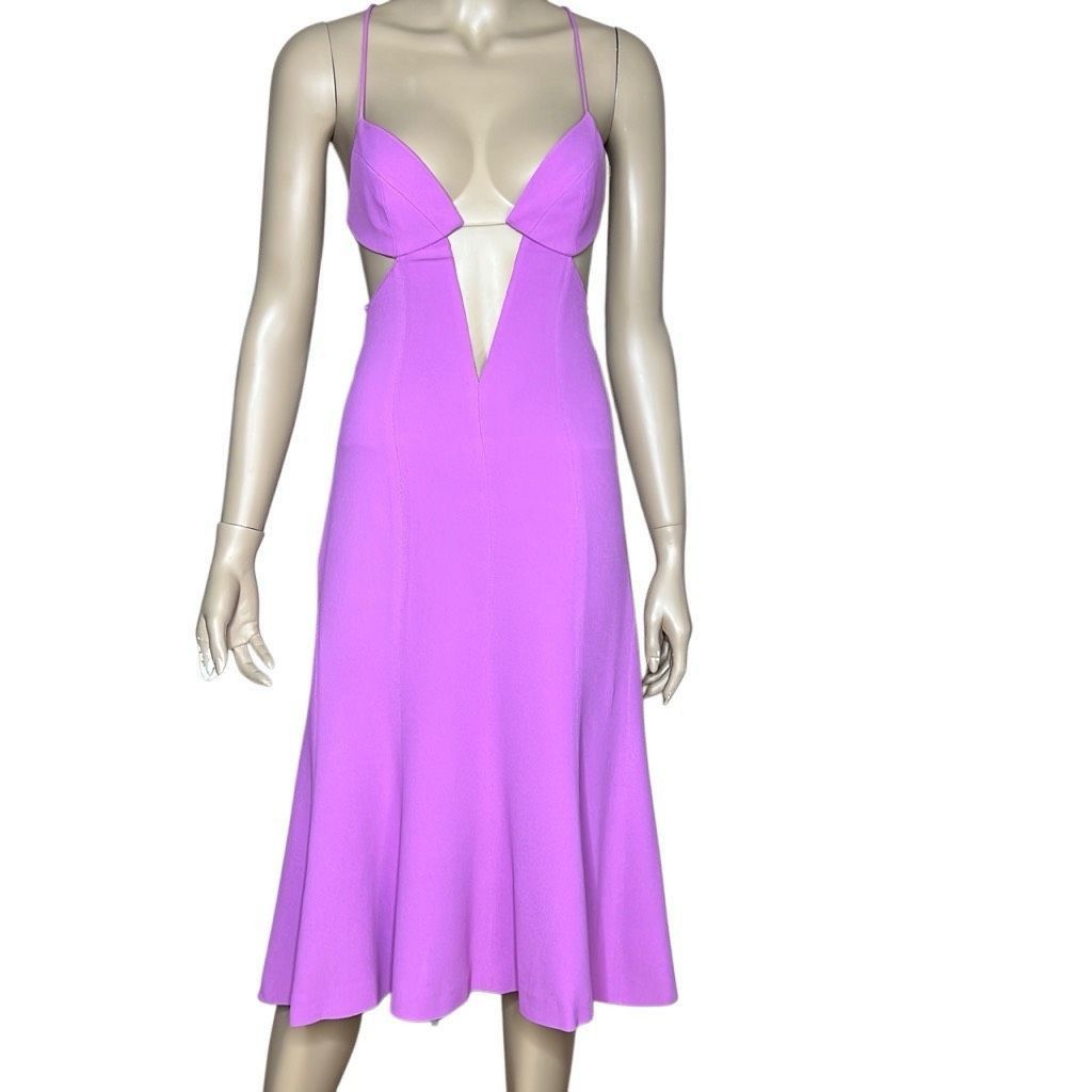 Cult Gaia NWT Gai Mattiolo Plunging V-neckline Structured Cups Cut-out front detail Purple Hue 4 / 6 (025) Size S / US 4 / IT 40 - 1 Thumbnail