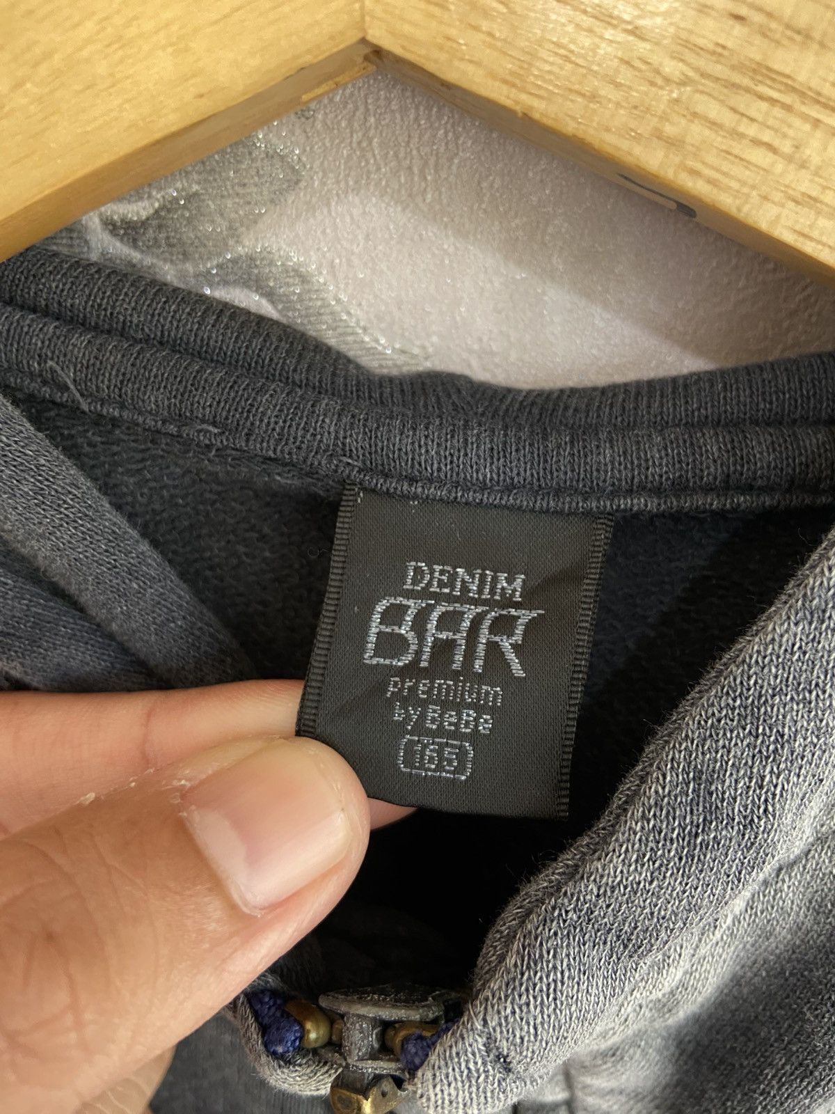 Le Grande Bleu (L.G.B.) Denim Bar By Bebe Hoodie Faded Style🥶 Size US L / EU 52-54 / 3 - 9 Thumbnail