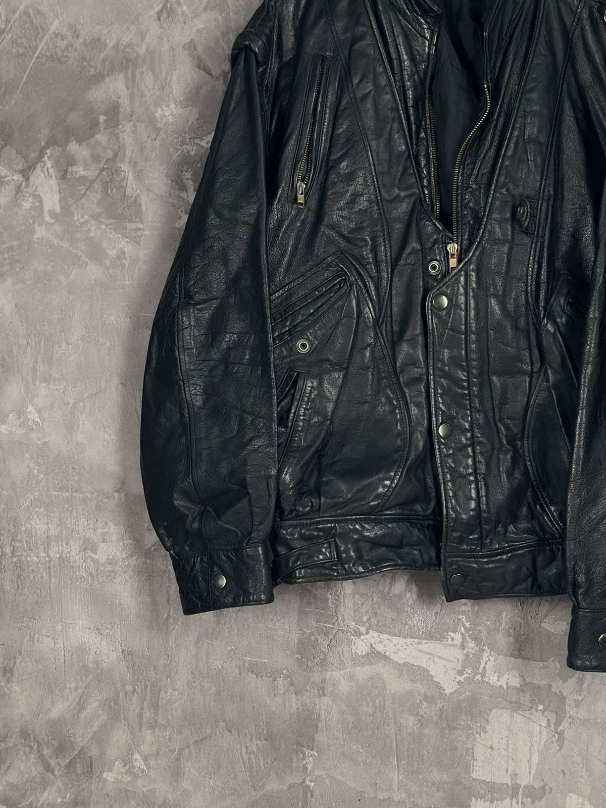 Japanese Brand × Vintage Vintage Leather Jacket Biker Ramones Black Genuine Trucker Size US M / EU 48-50 / 2 - 5 Thumbnail