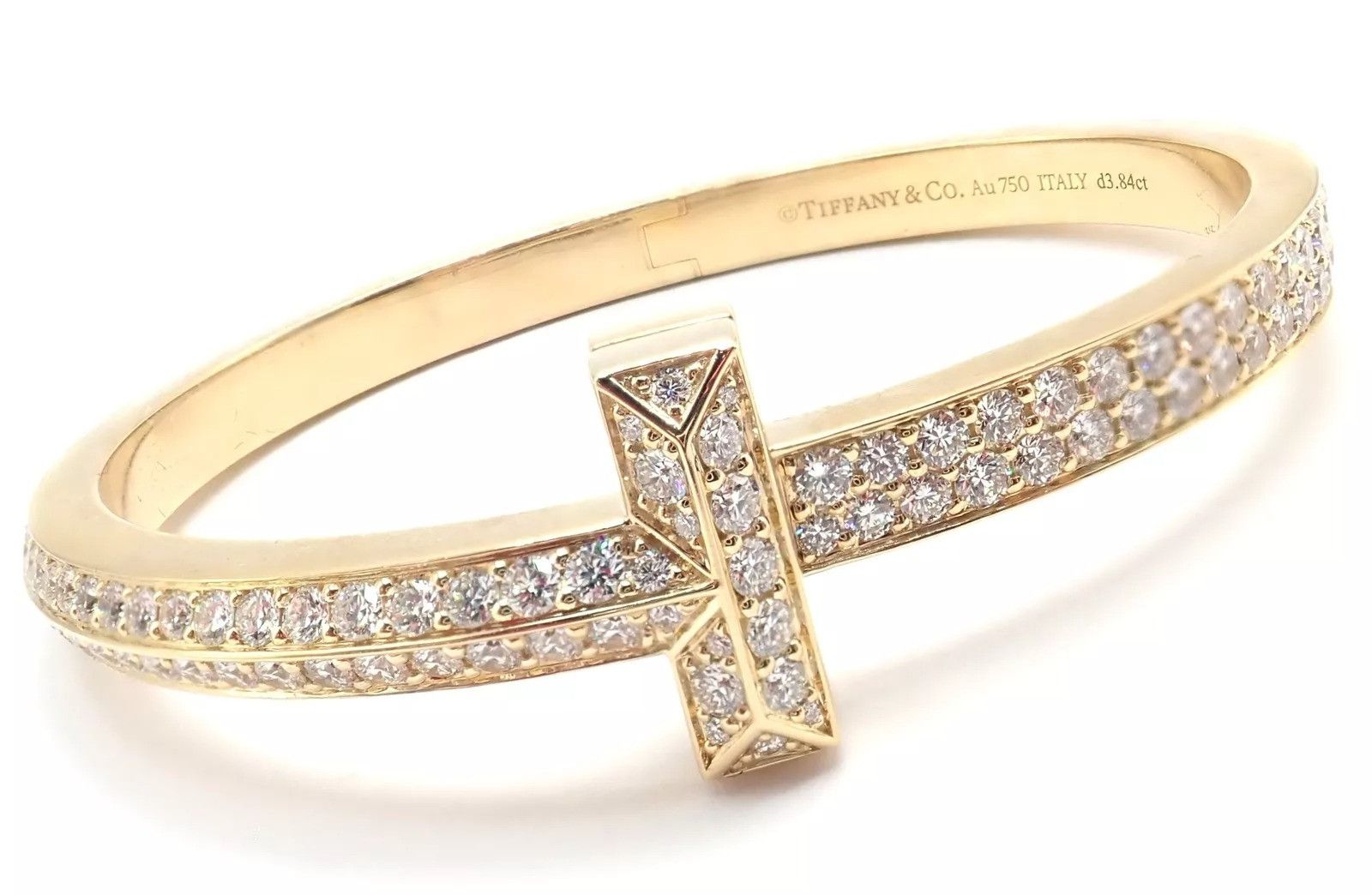 Tiffany & Co. Tiffany & Co 18k Yellow Gold Diamond T1 Wide Bangle Bracelet Size ONE SIZE - 6 Thumbnail