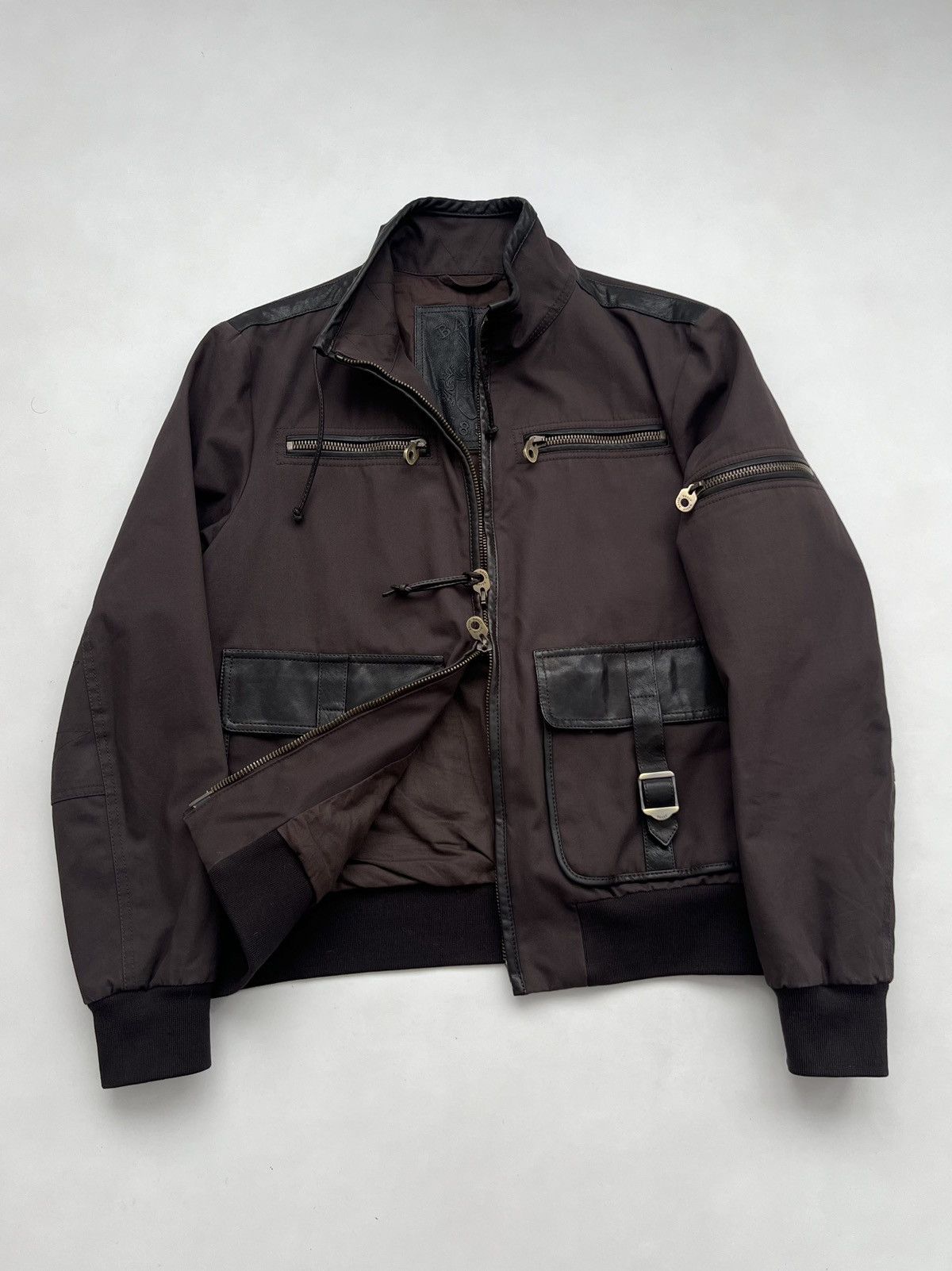 Bally Bally Canvas Leather Trimmed Brown Cargo Bomber Jacket Size US L / EU 52-54 / 3 - 4 Thumbnail