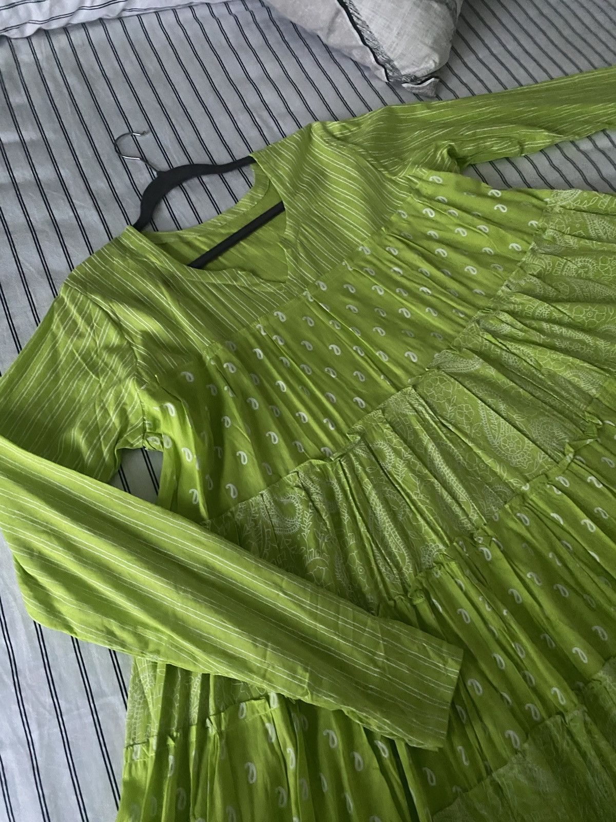 Other Firdaus Khari Lime Green Printed Tiered Anarkali - Set Of 3 Size L / US 10 / IT 46 - 9 Thumbnail