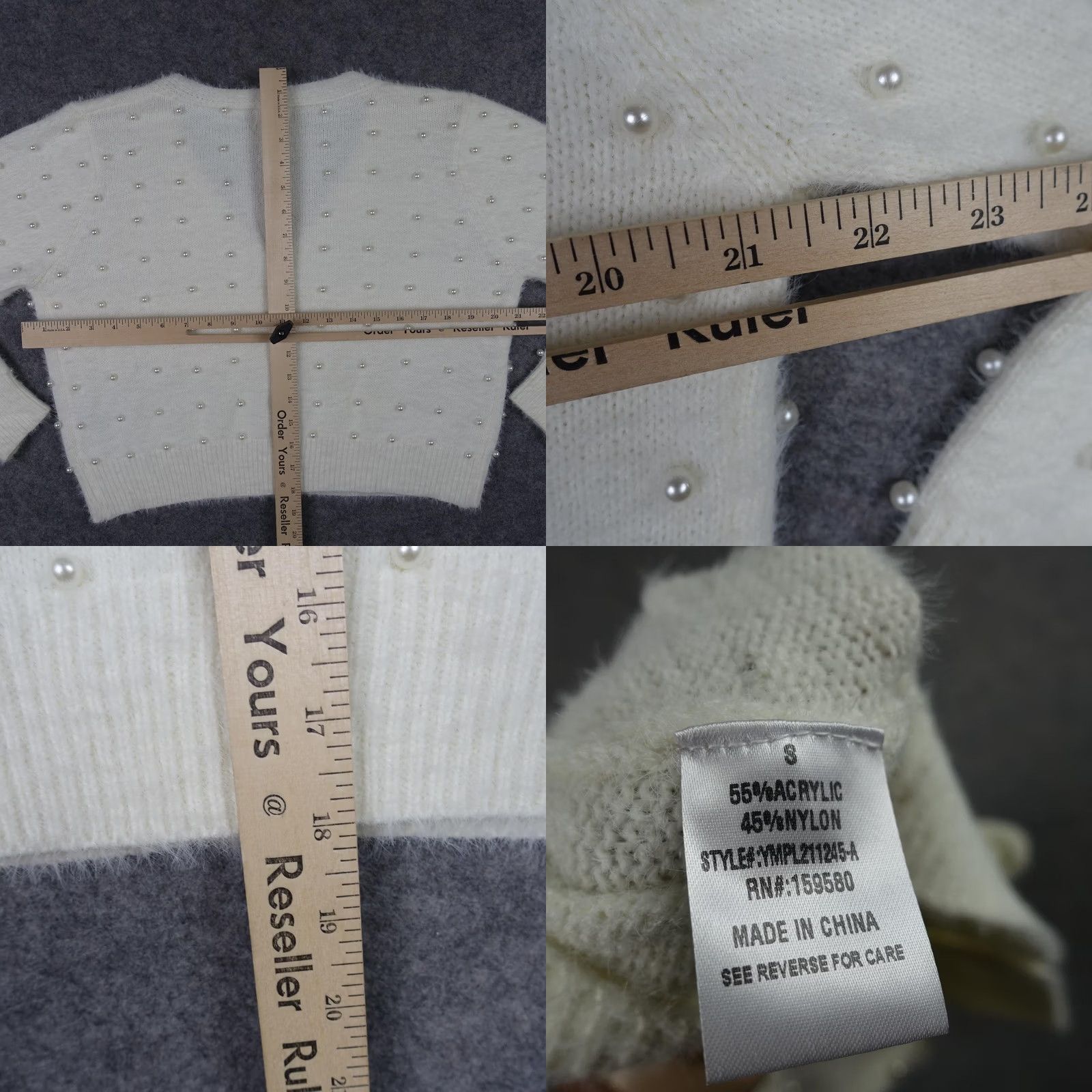 Vintage Pink Lily Sweater Cardigan Womens Small White Beaded Button Knit V-Neck Y2K Vintage: No Size S / US 4 / IT 40 - 8 Thumbnail