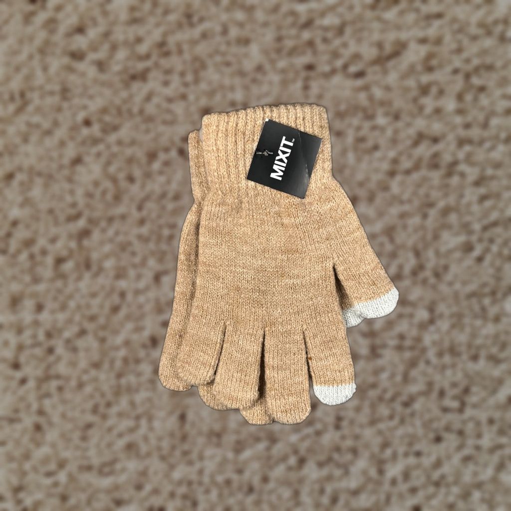 Vintage Mixit Gloves Womens One Size Beige Acrylic Blend Knit Stretch Snow Ski NEW Size ONE SIZE - 1 Thumbnail