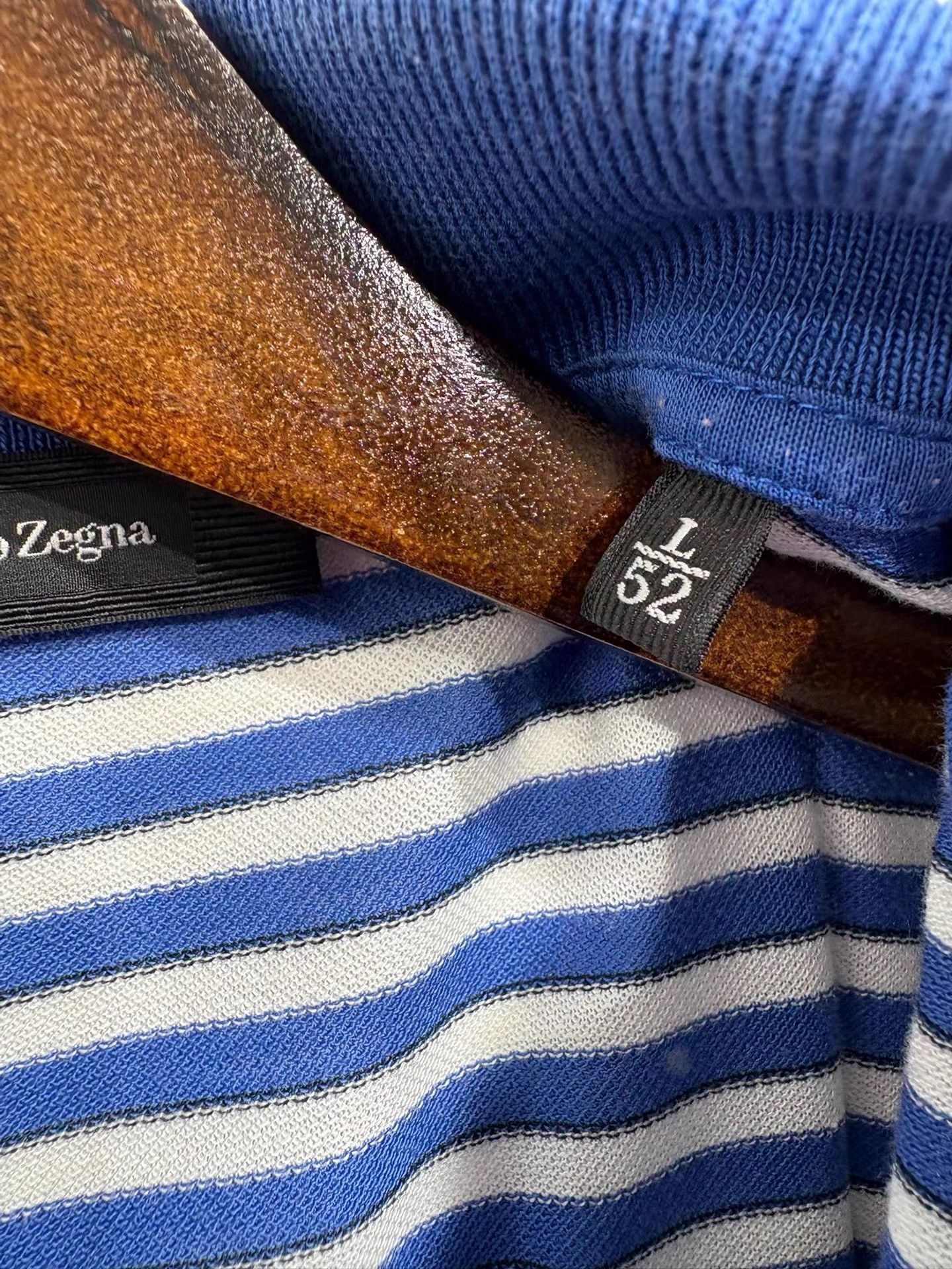 Ermenegildo Zegna Ermenegildo Zegna Blue White Striped Polo Shirt K29 Size US L / EU 52-54 / 3 - 4 Thumbnail