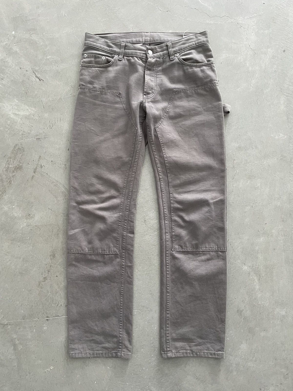 image of Helmut Lang Ss99 Sage Grey Double Knee Work Pants, Men's (Size 31)