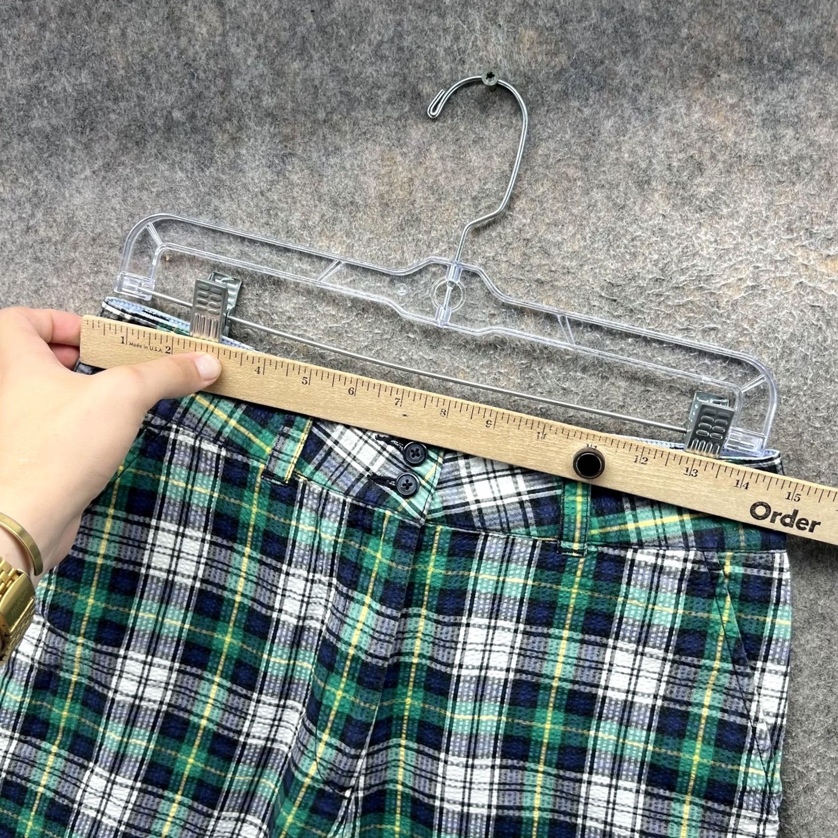 Tommy Hilfiger Tommy Hilfiger Shorts Womens 8 Green Blue Plaid Seersucker Cotton Preppy Casual Size 30" / US 8 / IT 44 - 6 Thumbnail