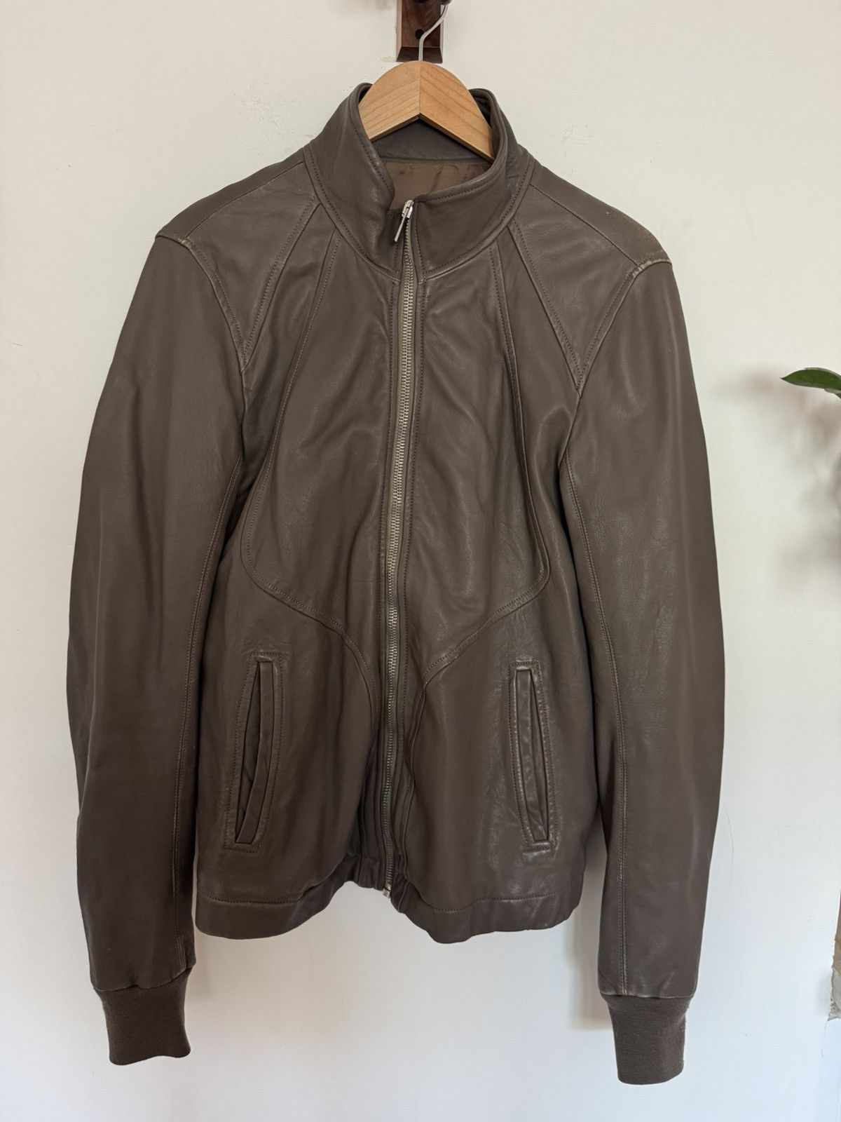 Rick Owens Intarsia center zip Leather Jacket Dna dust Size US L / EU 52-54 / 3 - 2 Thumbnail
