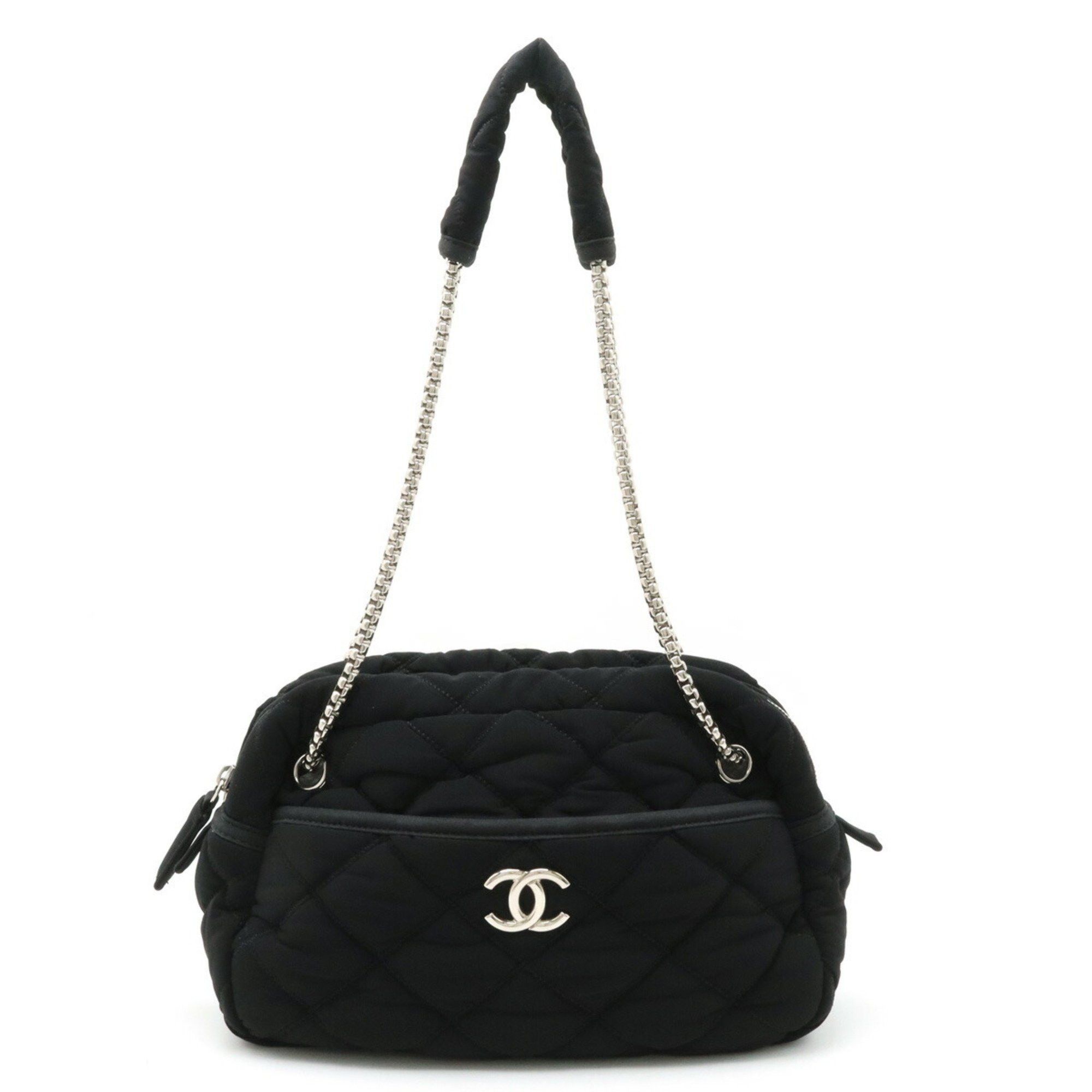image of Chanel Bubble Quilt Chain Shoulder Bag Cotton Jersey Black 6168, Women's