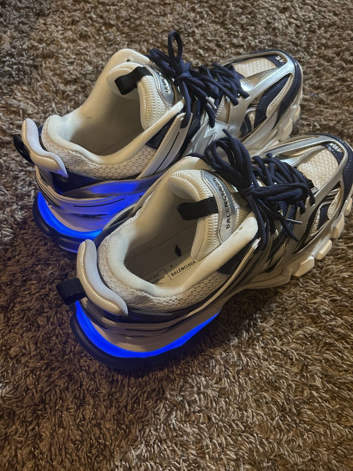 Balenciaga LED Balenciaga Shoes Silver/Blue Size US 12 / EU 45 - 3 Thumbnail