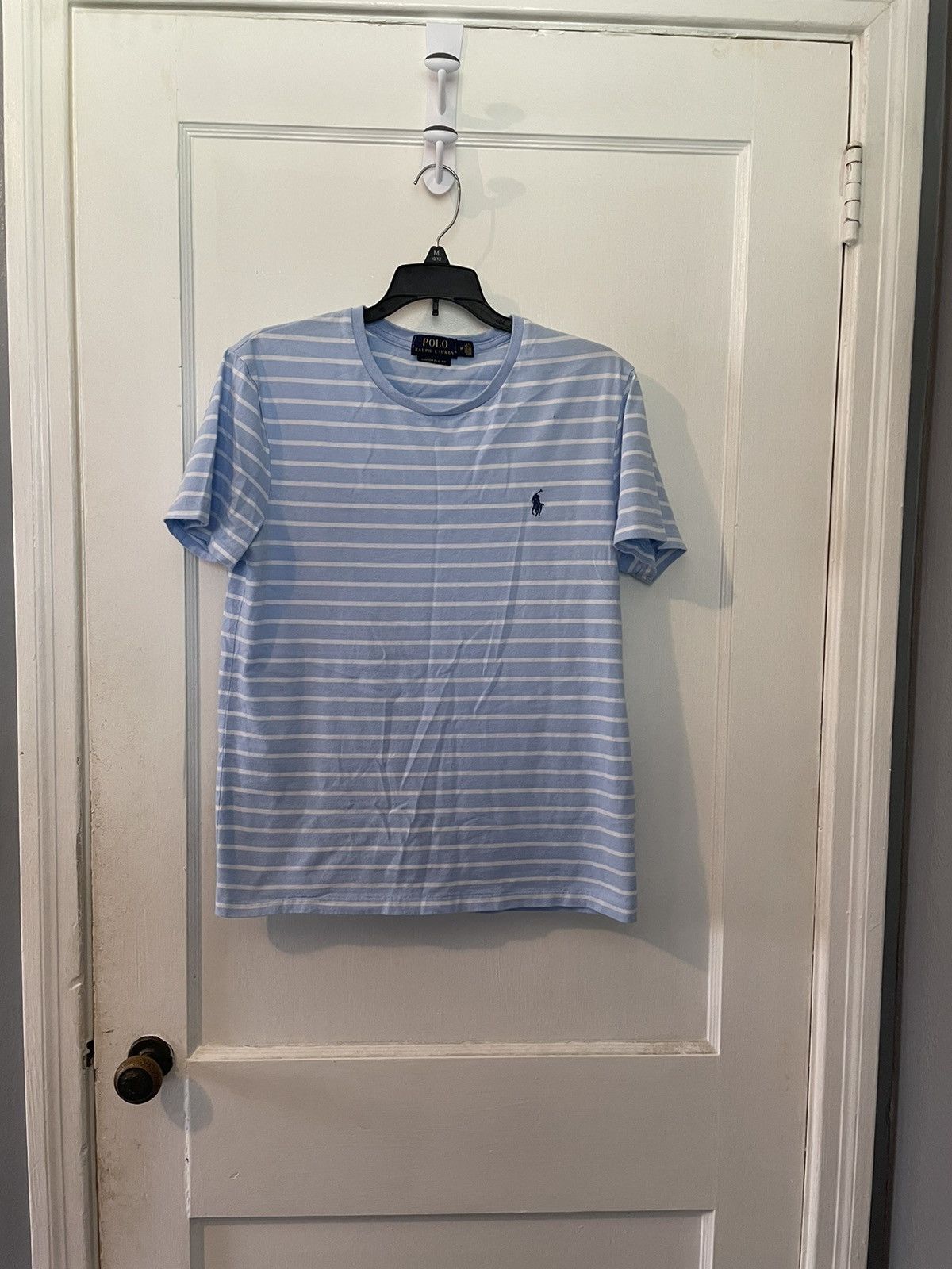Polo Ralph Lauren × Vintage Blue and White Striped Polo T-Shirt Size US M / EU 48-50 / 2 - 1 Thumbnail