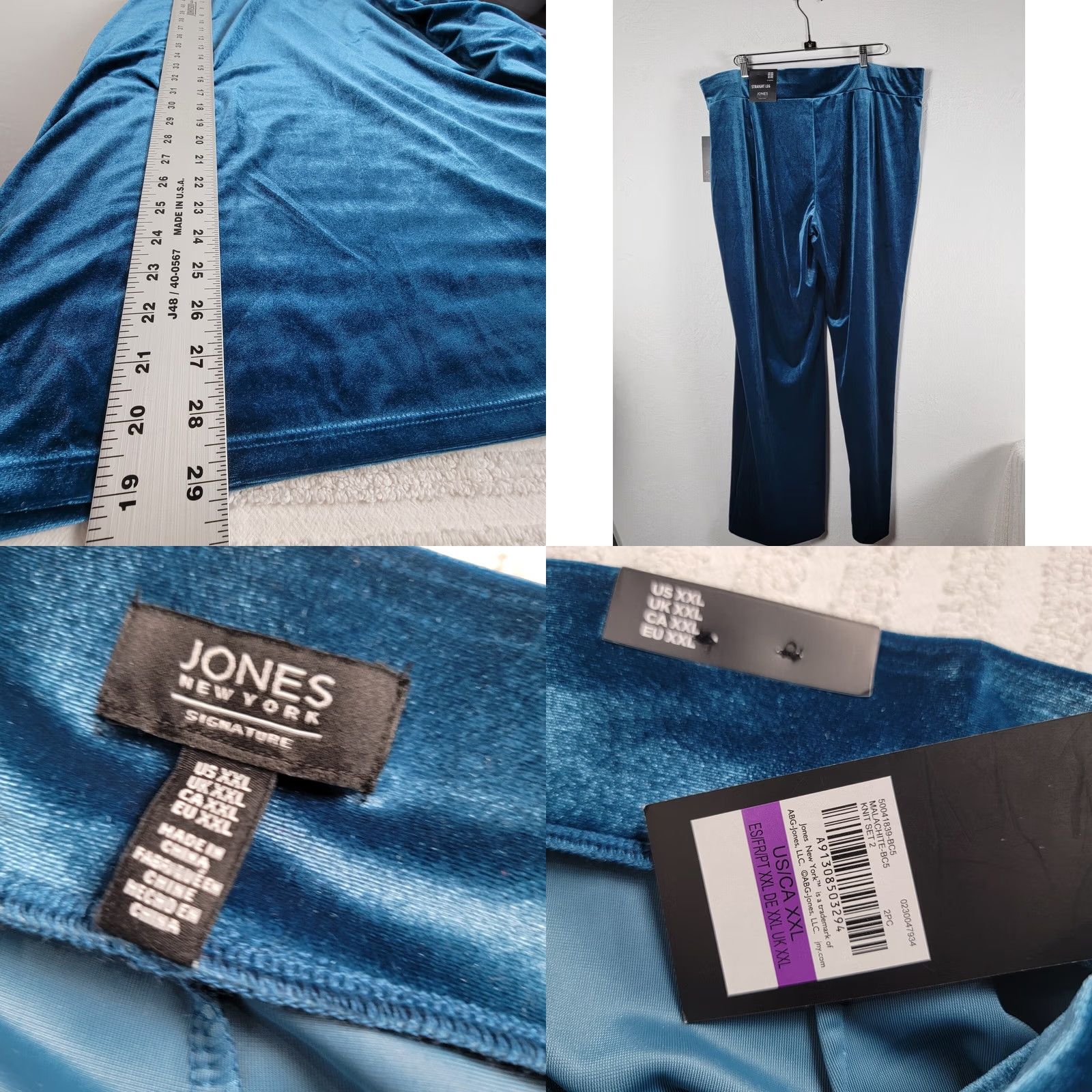 Jones New York Jones New York Velour Cowl Neck Top & Pant 2 Pc Set Blue XXL Regular Inseam 32" Women Velour 2XL Size XXL / US 16-18 / IT 52-54 - 8 Thumbnail