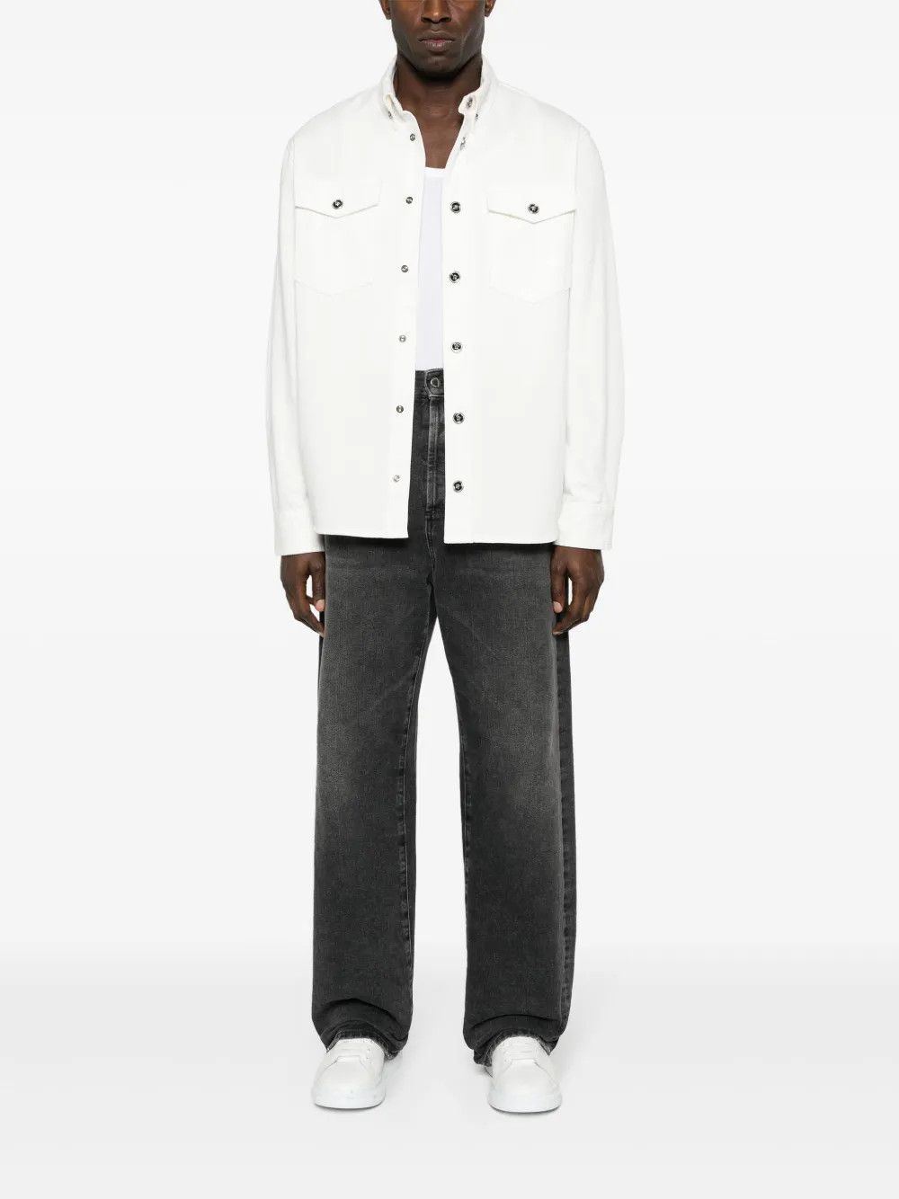 Versace o1y0525 Denim Shirt in White Size US M / EU 48-50 / 2 - 5 Thumbnail
