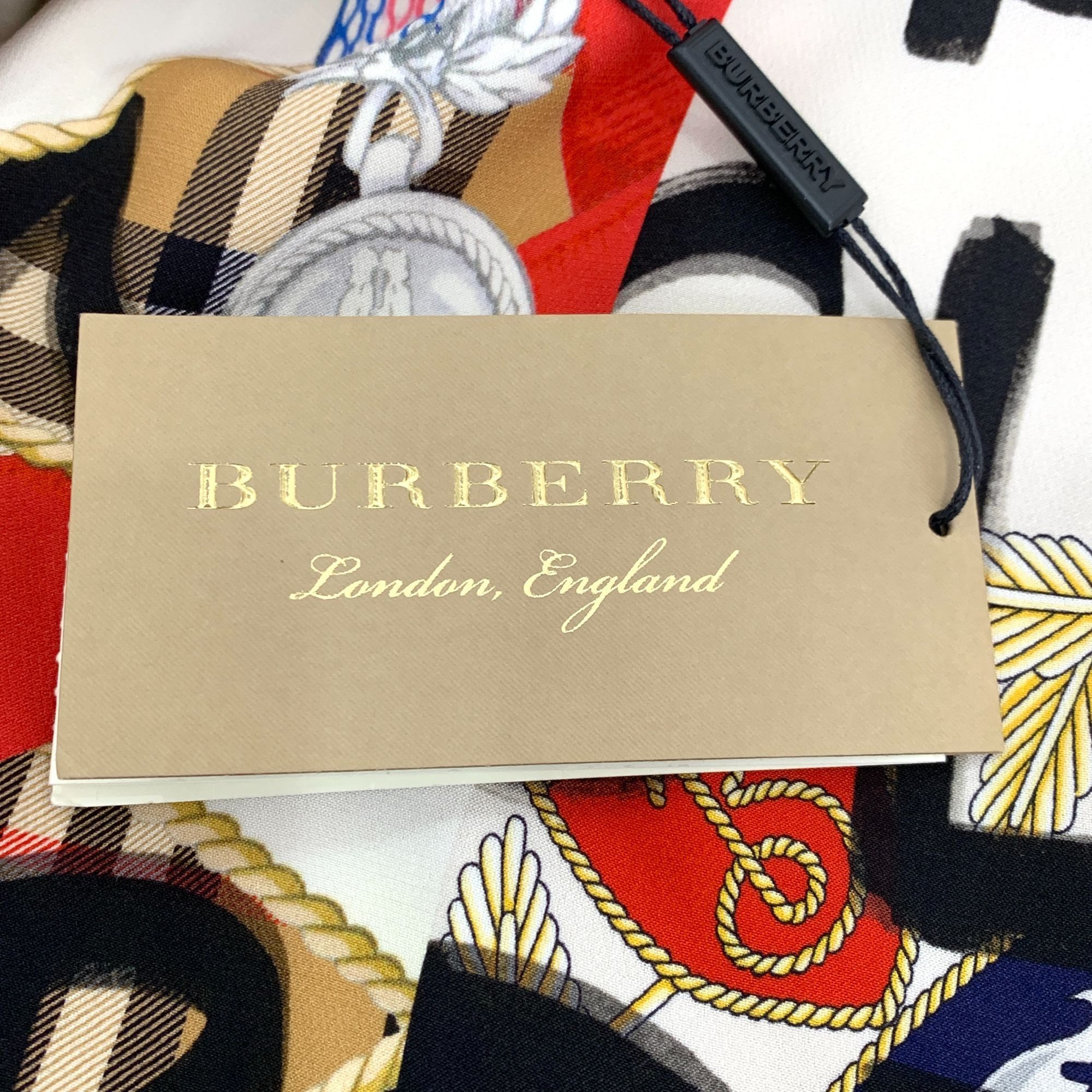 Burberry Burberry Multicolor Letter Print Silk Long Sleeve Dress (Siz Size XS / US 0-2 / IT 36-38 - 4 Thumbnail