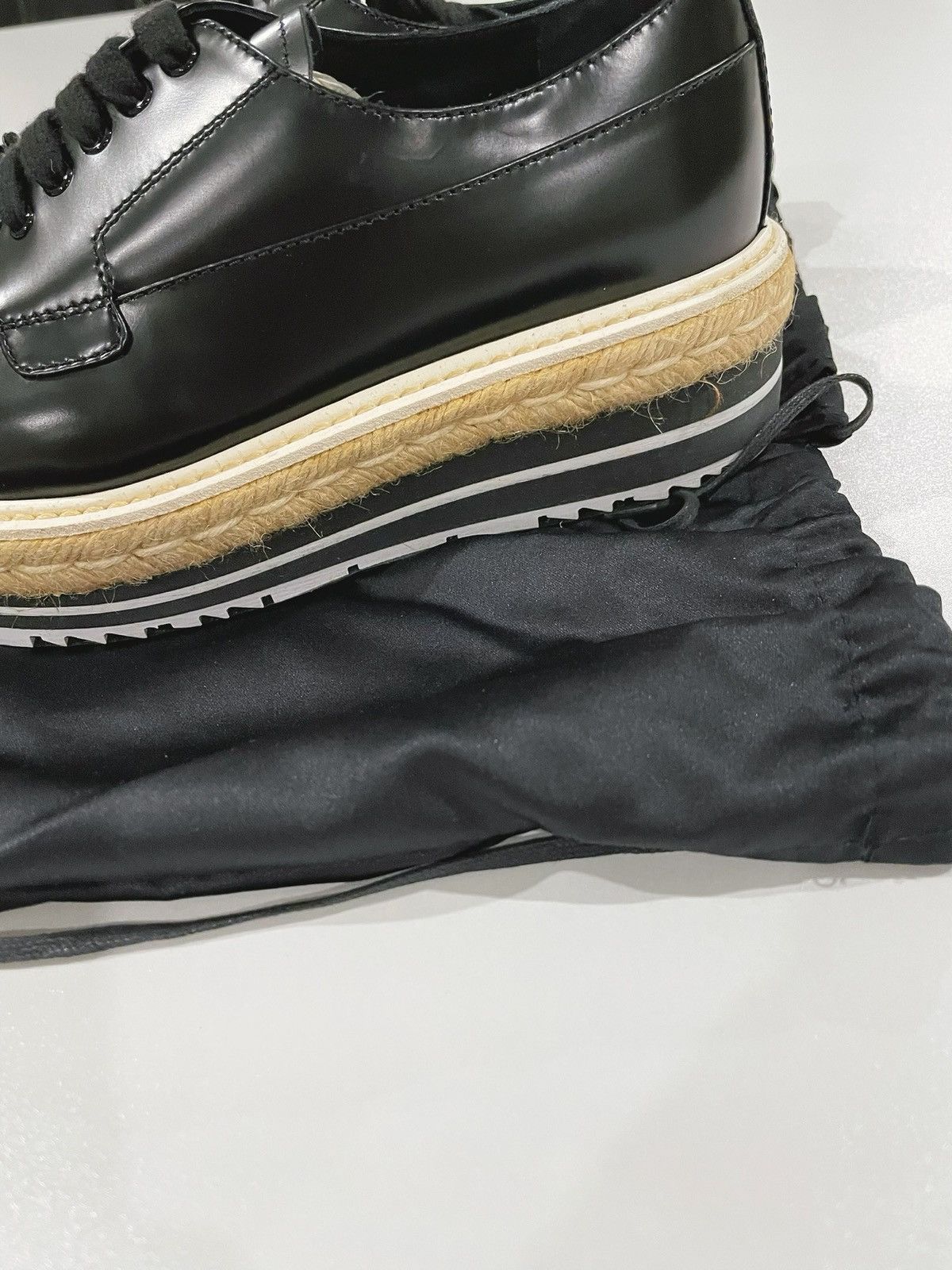 Prada PRADA Black Leather Applique Platform Laces Size US 7.5 / IT 37.5 - 4 Thumbnail