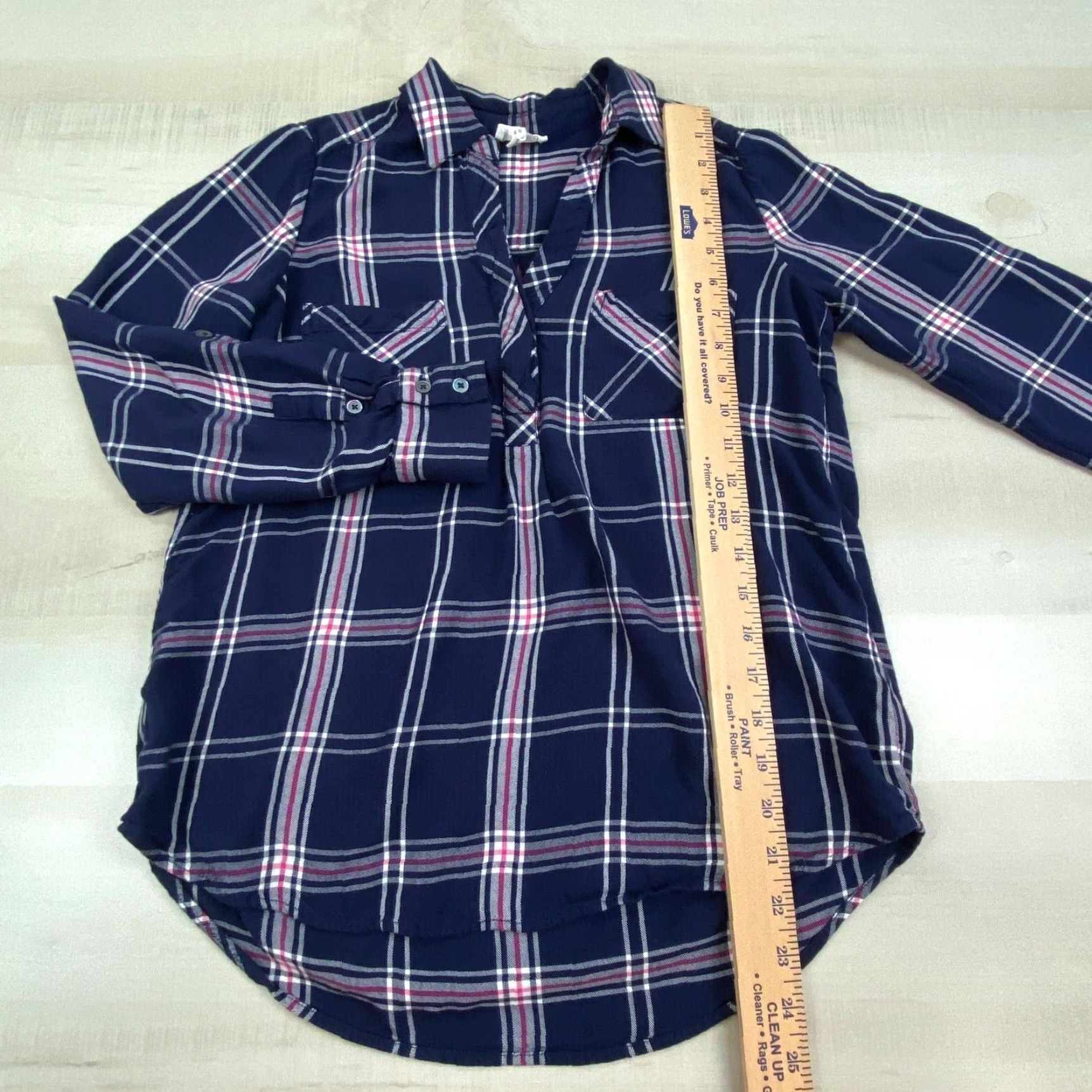 Joie Soft Joie Womens Plaid Flannel Shirt Blue Pink XS Long Sleeve Roll Tab Top Size XS / US 0-2 / IT 36-38 - 7 Thumbnail