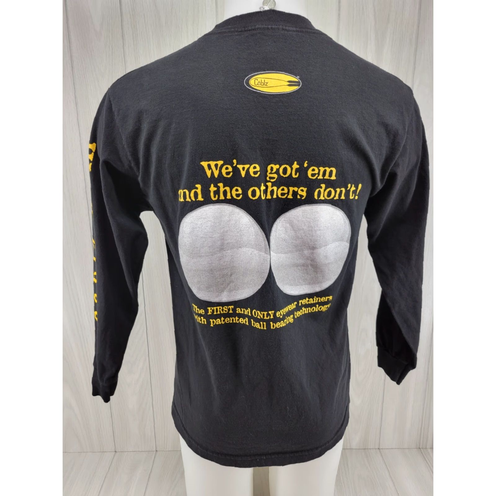 Vintage Cablz Eyewear Retainers Advertising Long-Sleeve T-Shirt Black Mens Medium Size US M / EU 48-50 / 2 - 6 Thumbnail