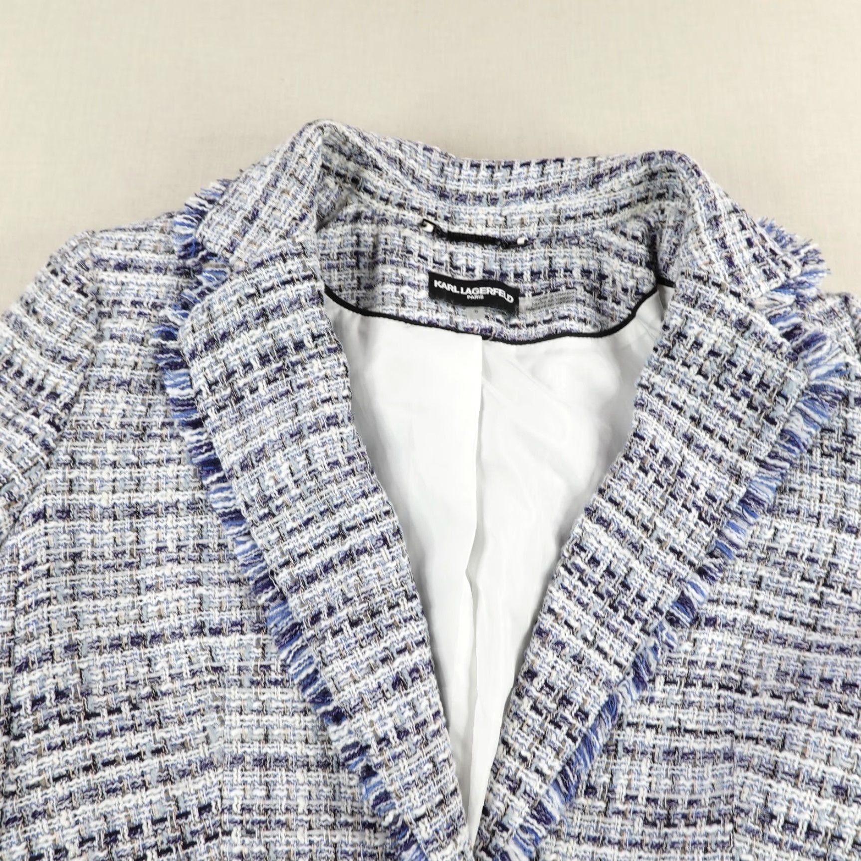 Karl Lagerfeld Karl Lagerfeld Blazer Womens 6 Blue White Tapestry Sport Coat Two Button Lined Size M / US 6-8 / IT 42-44 - 2 Thumbnail