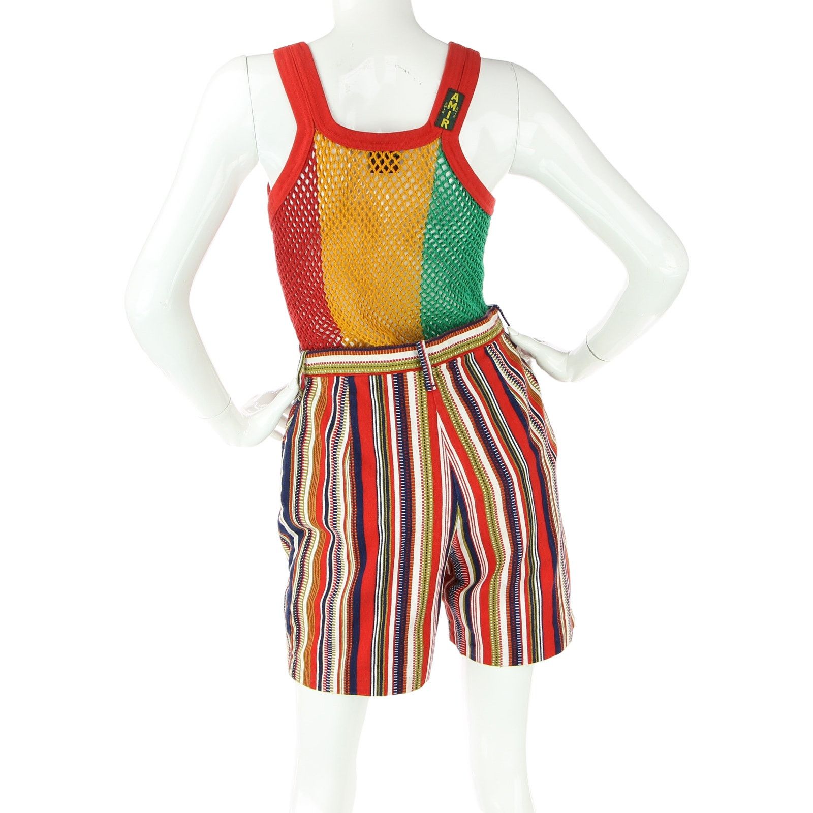 Vintage Vintage Striped Denim Shorts High Waist Size US 27 - 4 Thumbnail